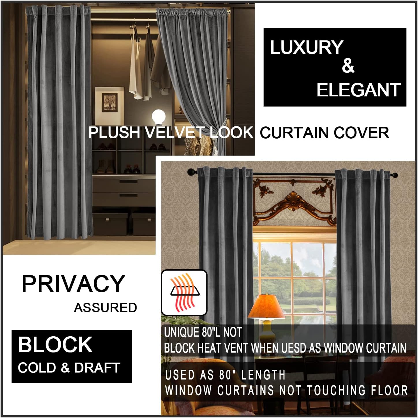 XTMYI Velvet Privacy Room Divider Curtains