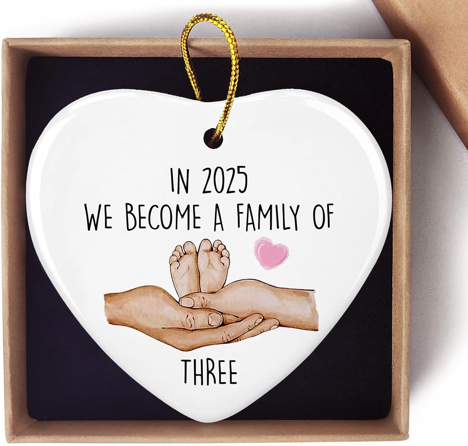 2025 Family of Three Keepsake Ornament Heart Plaque