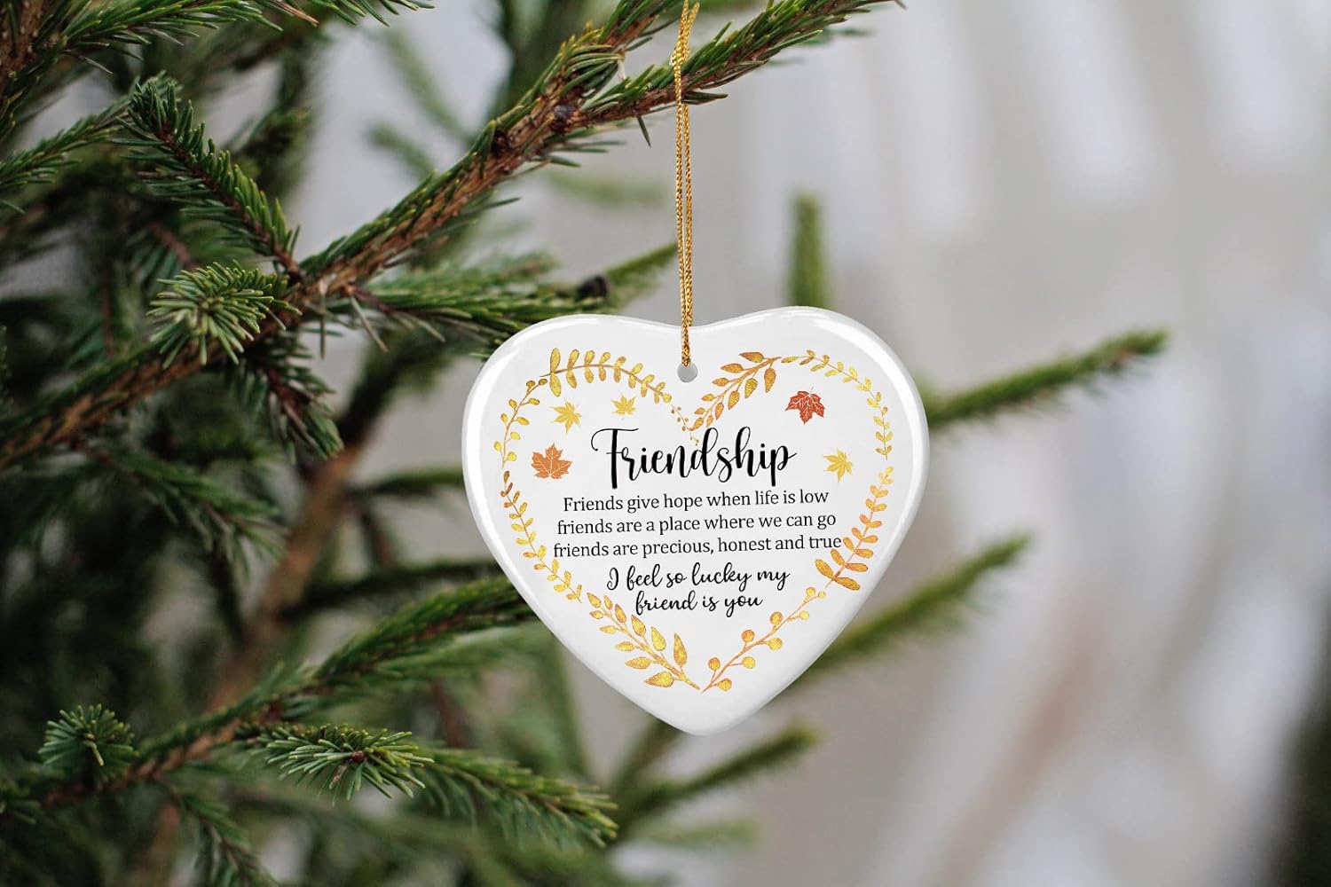 PNTKION Friendship Heart Ceramic Hanging Ornament Keepsake Sign