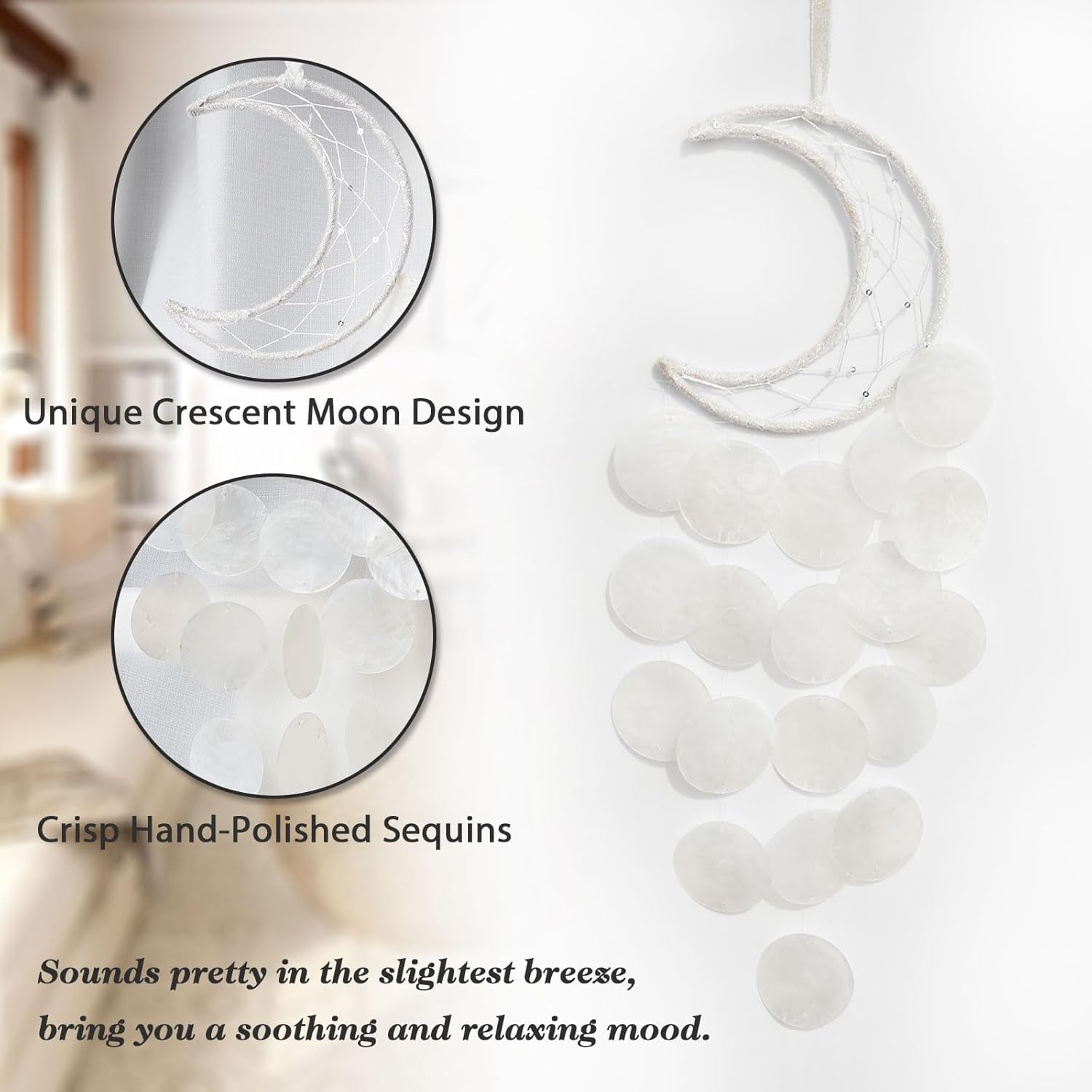 Pretty Jolly Small Outdoor Crescent Moon Woven Dream Catcher Wind Chimes