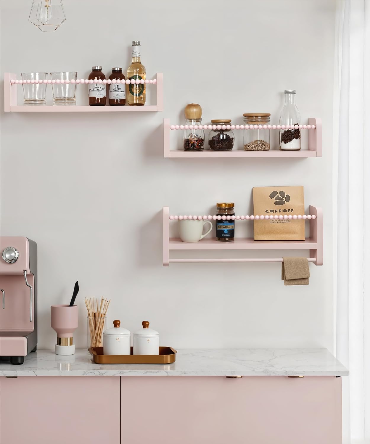 Pink Floating Bookshelf Wall Set of 3