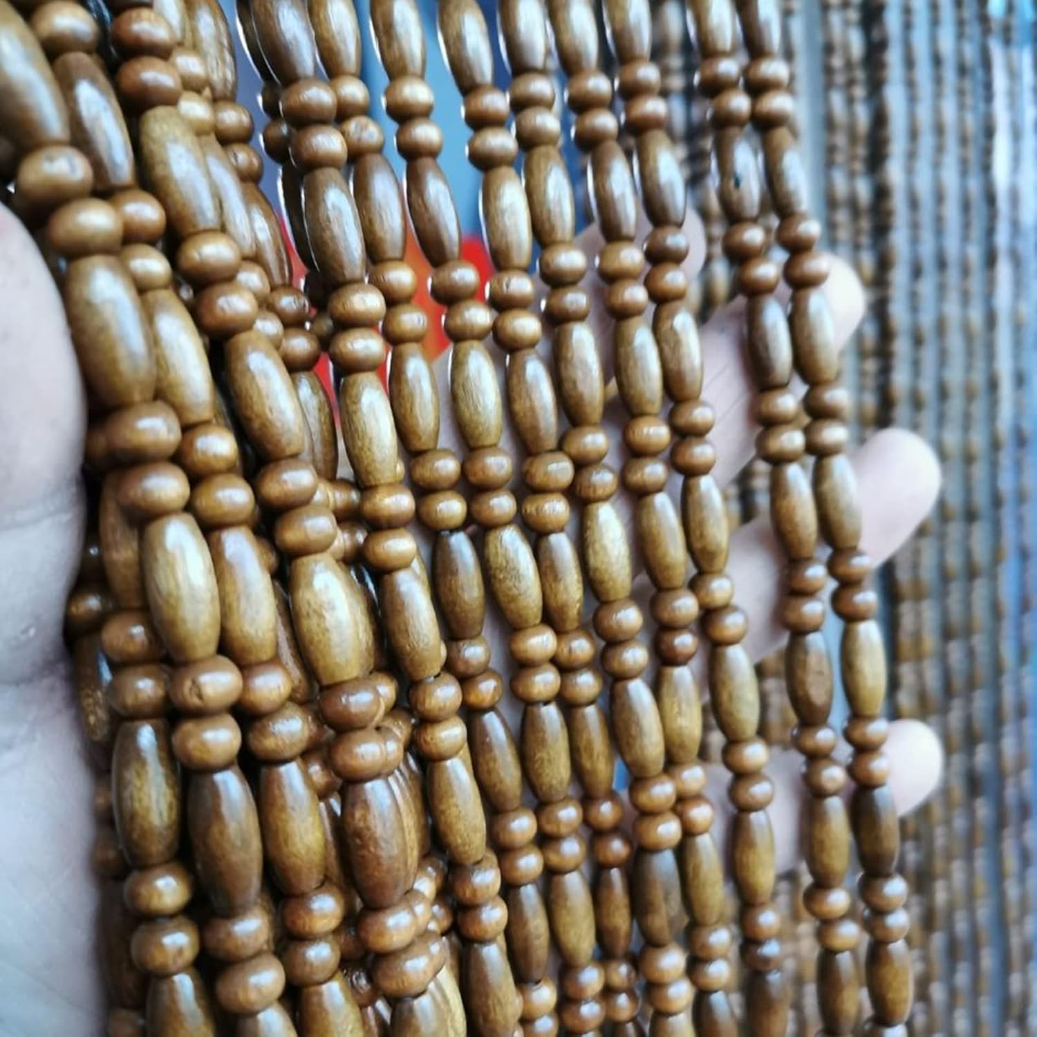 Wood Beaded Curtains for Doorway and Room Divider