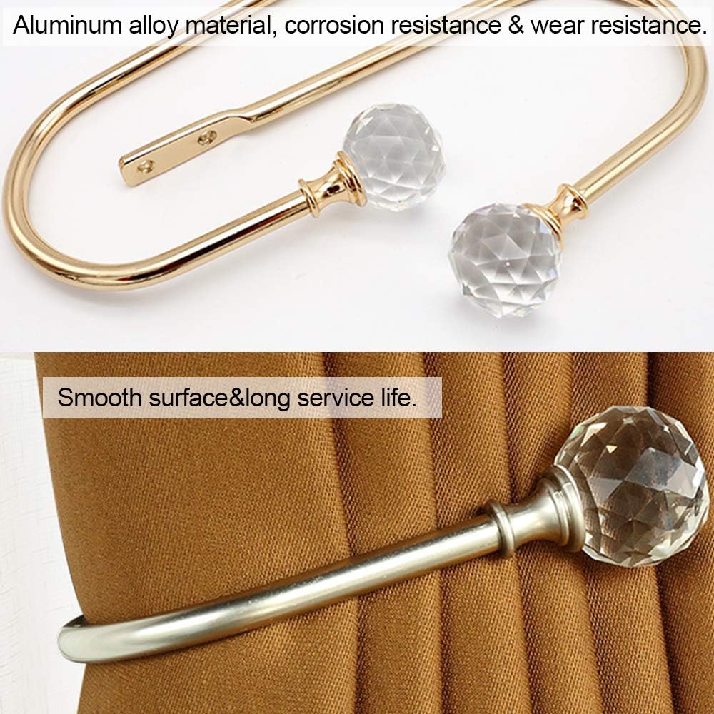 Coolnice 2 Pack Gold Curtain Holdbacks with Screws U Shape Curtain Tiebacks Hooks for Home Office