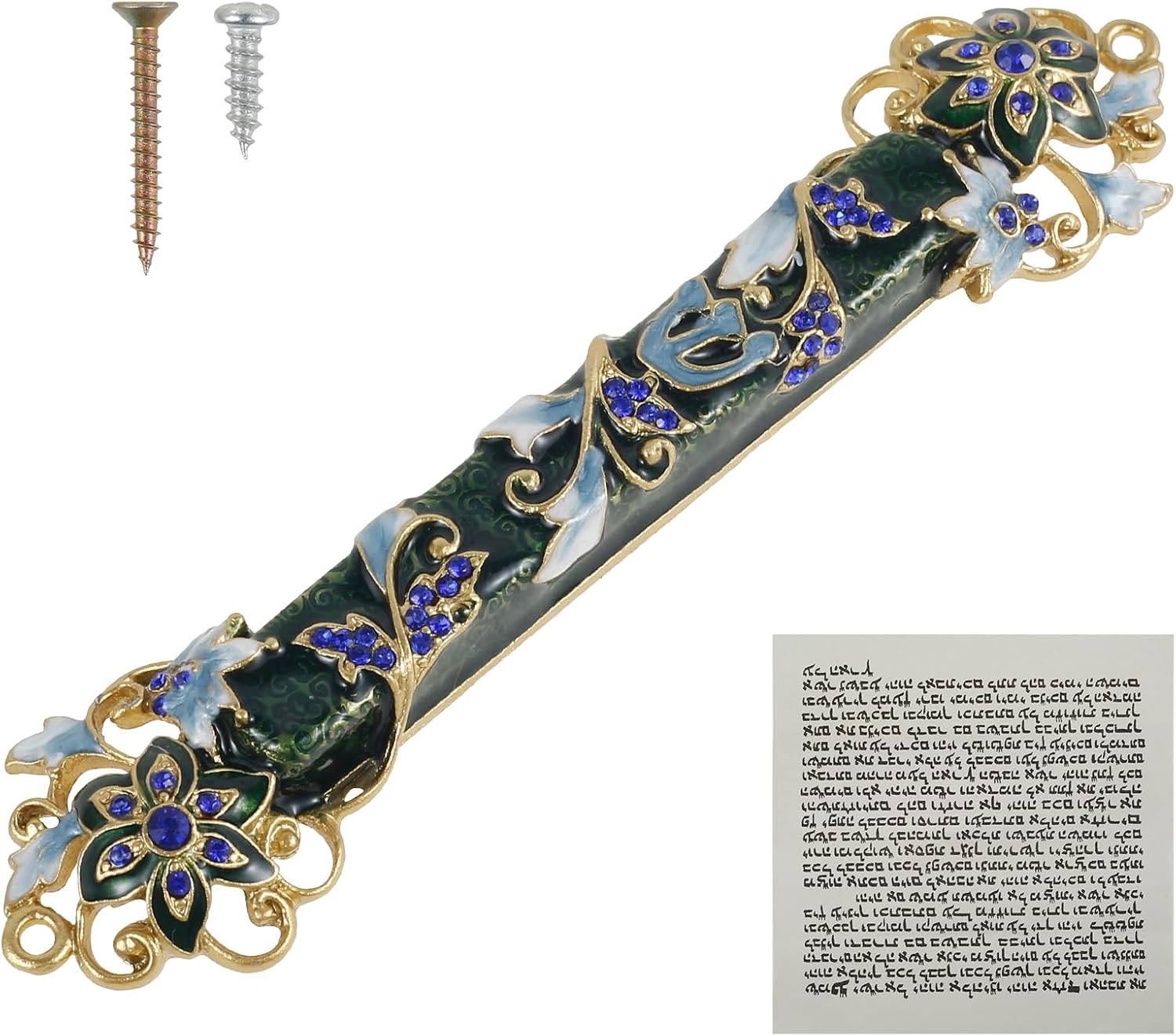 Hand Painted Mezuzah with Scroll Decor