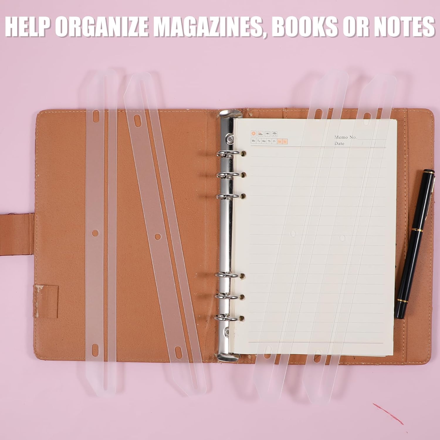 60 Pcs 3 Hole Magazine Holders for Binders 116 Inch Plastic Organizer