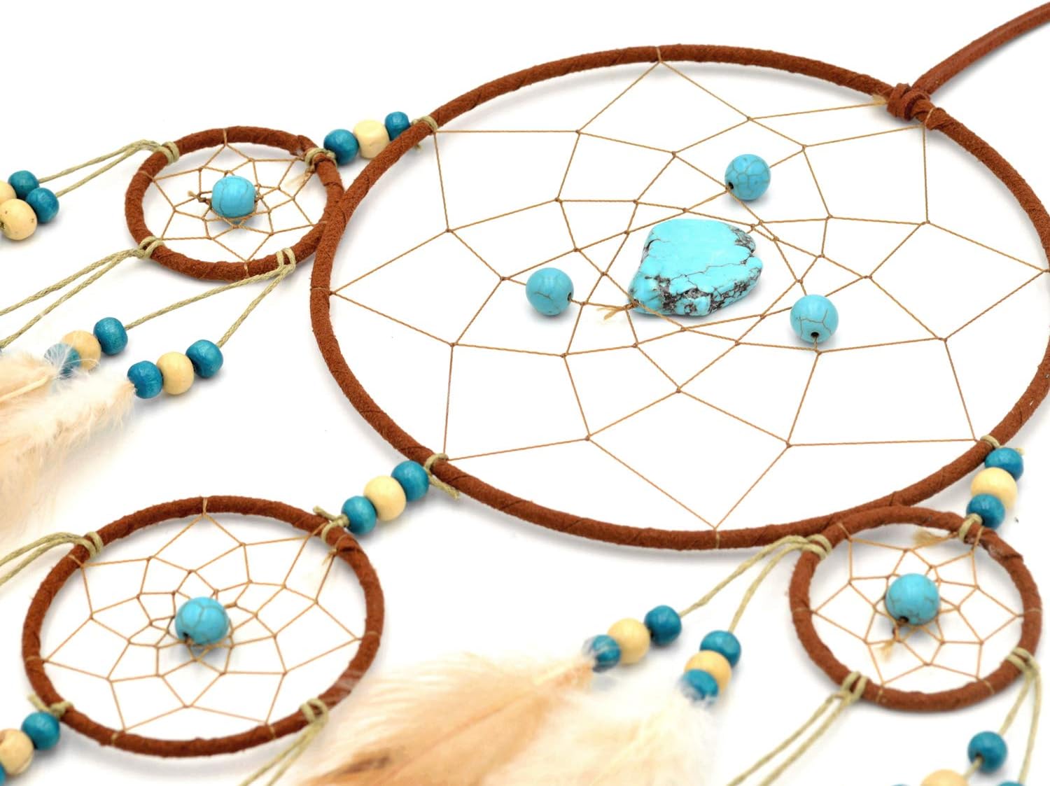 Urdeoms Dream Catcher Wall Decor for Bedroom and Room Decor with Turquoise and Feathers