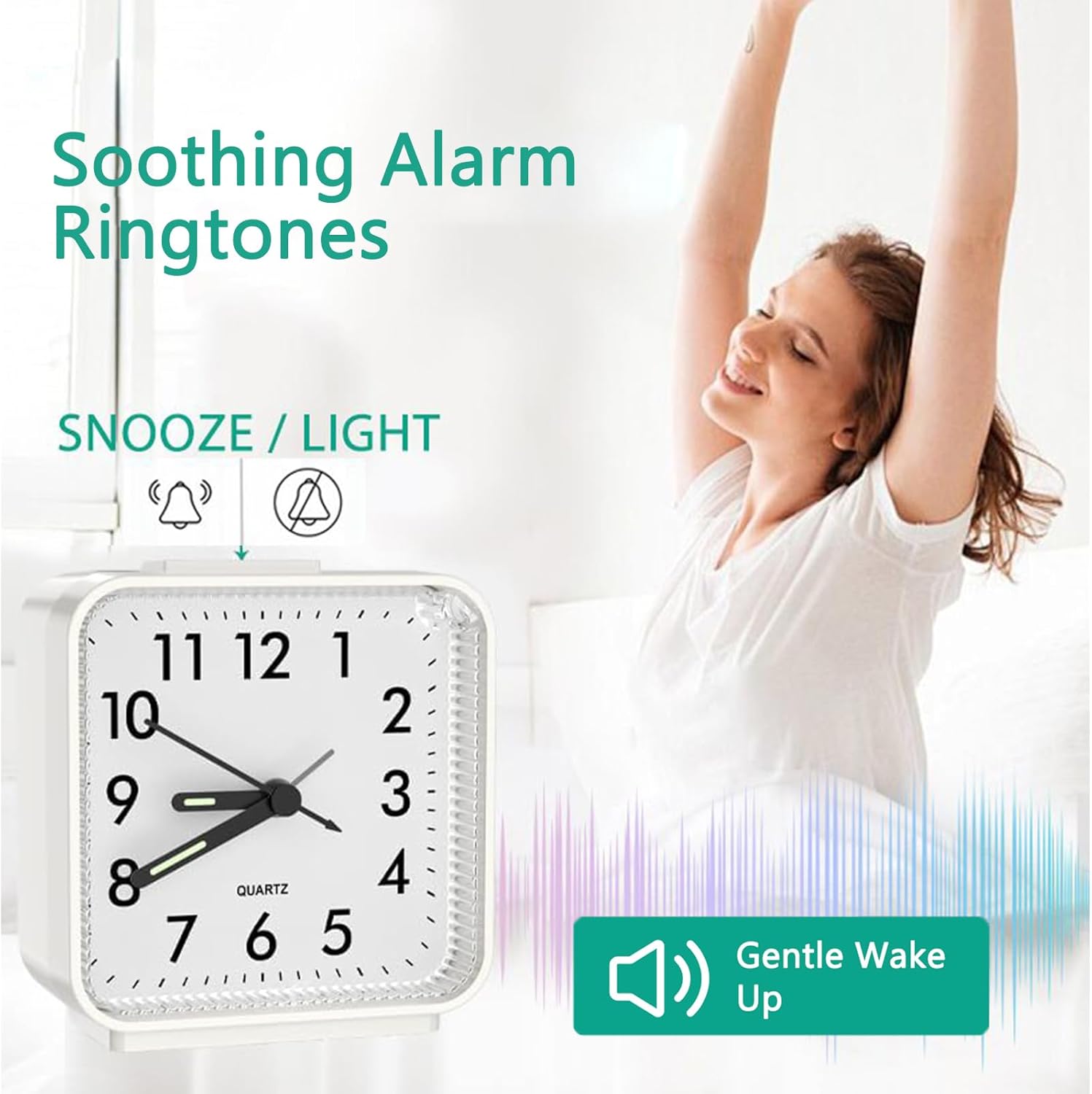 ORIA Analog Alarm Clock with Light and Snooze
