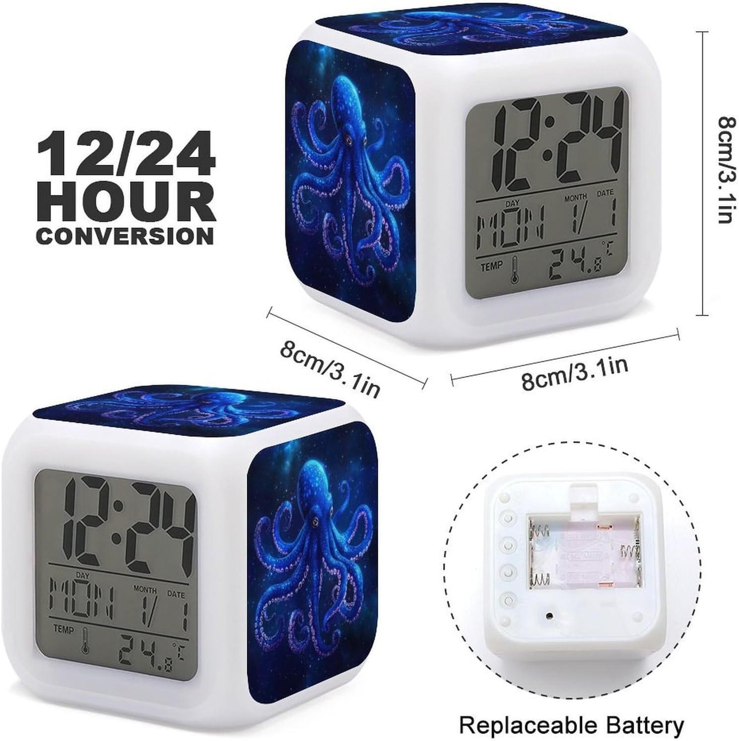 Octopus Galaxy Star Alarm Clock with 7 Colors