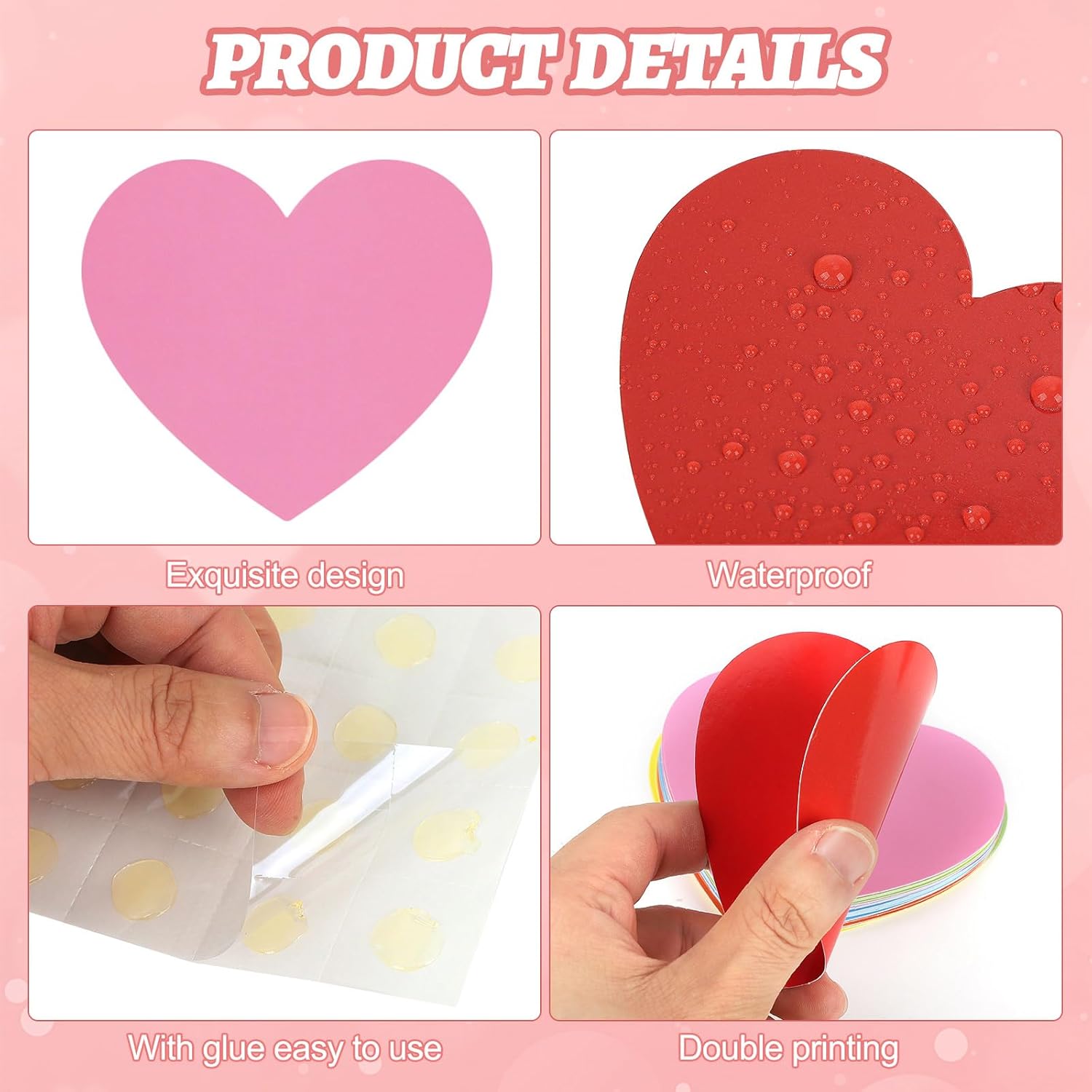 54 Pcs Colorful Heart Cutouts Valentine Classroom Decor Party Supplies