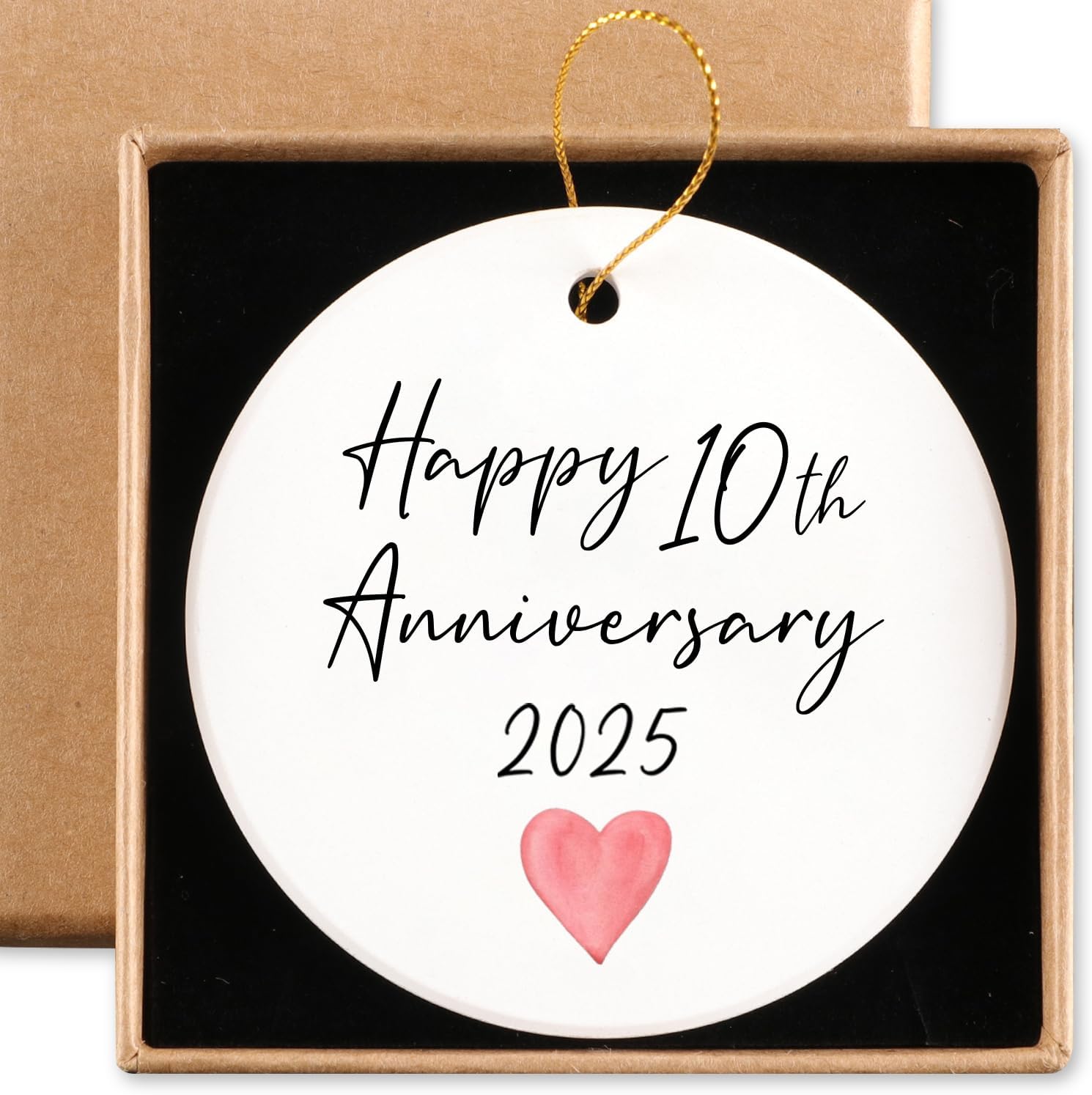 10th Anniversary Ceramic Round Plaque Keepsake Gift for Couple
