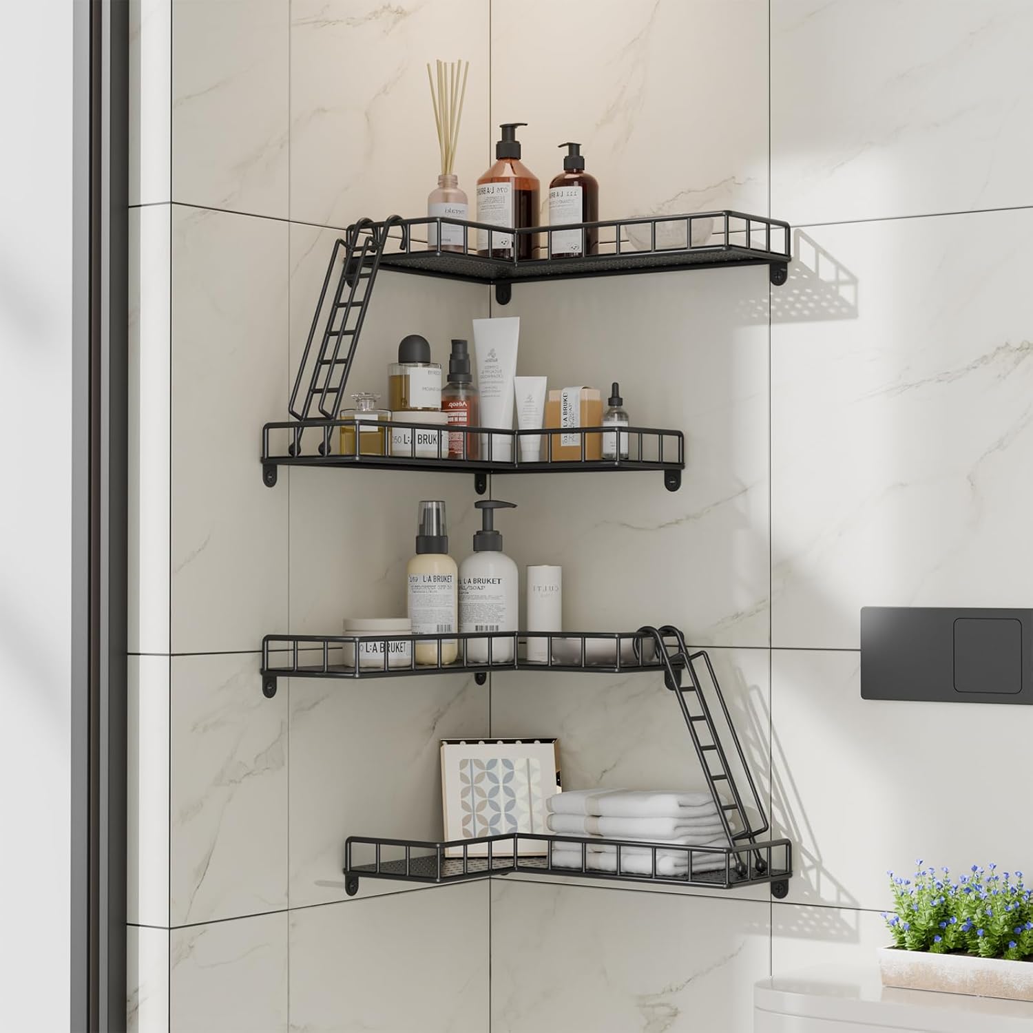 Fire Escape Wall Shelf 4 Tier Metal Corner Display