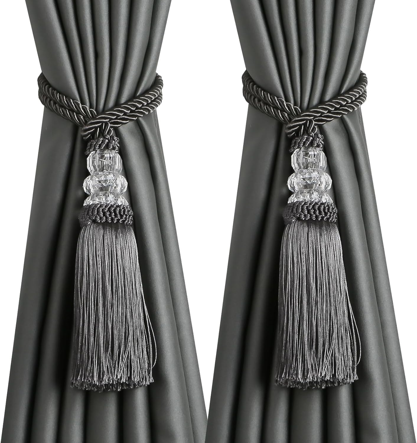 Modern Curtain Tiebacks with Tassel 2 Pack Charcoal