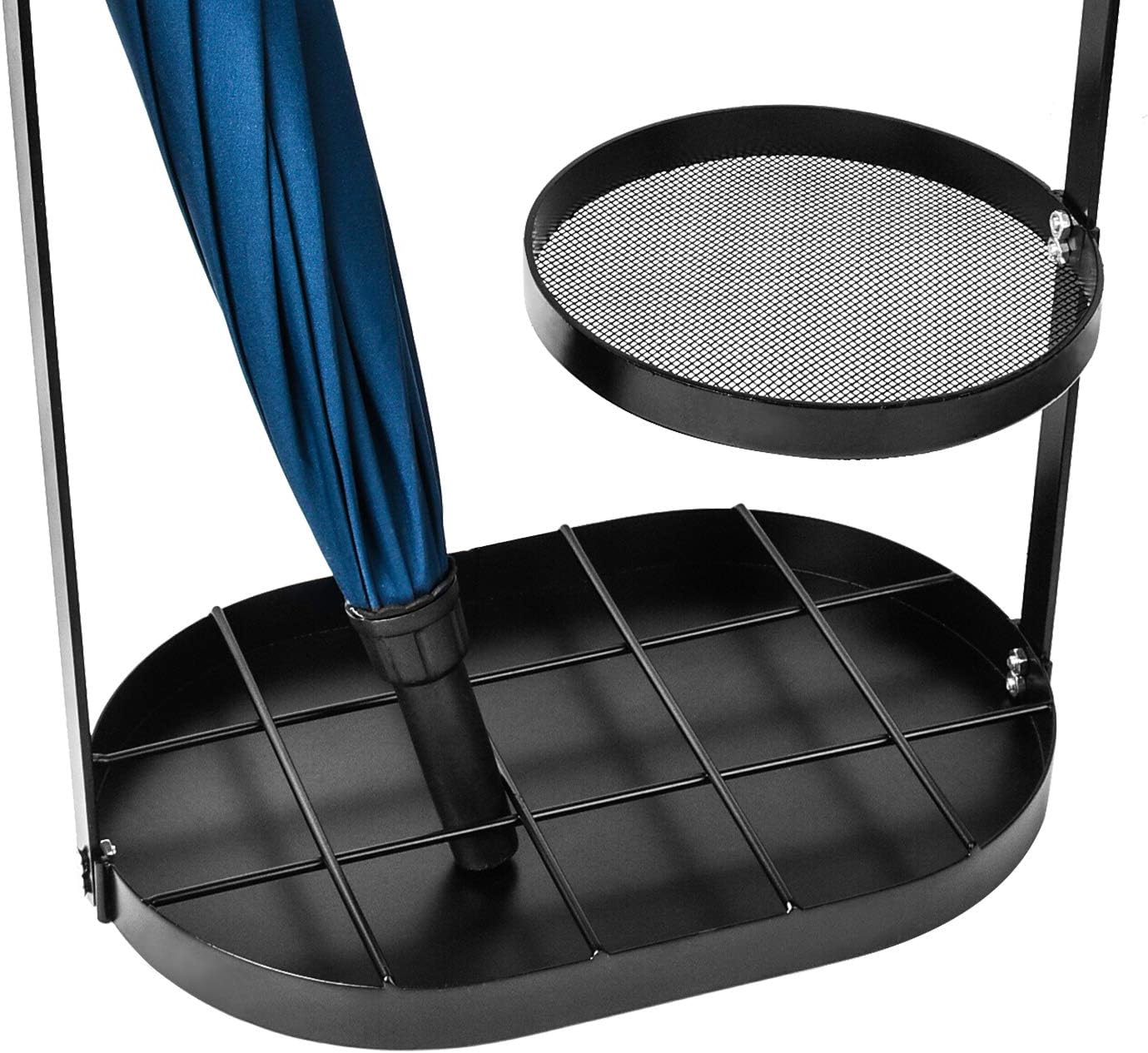 Modern Black Metal Umbrella Stand Rack with Drip Tray and 15 Slots