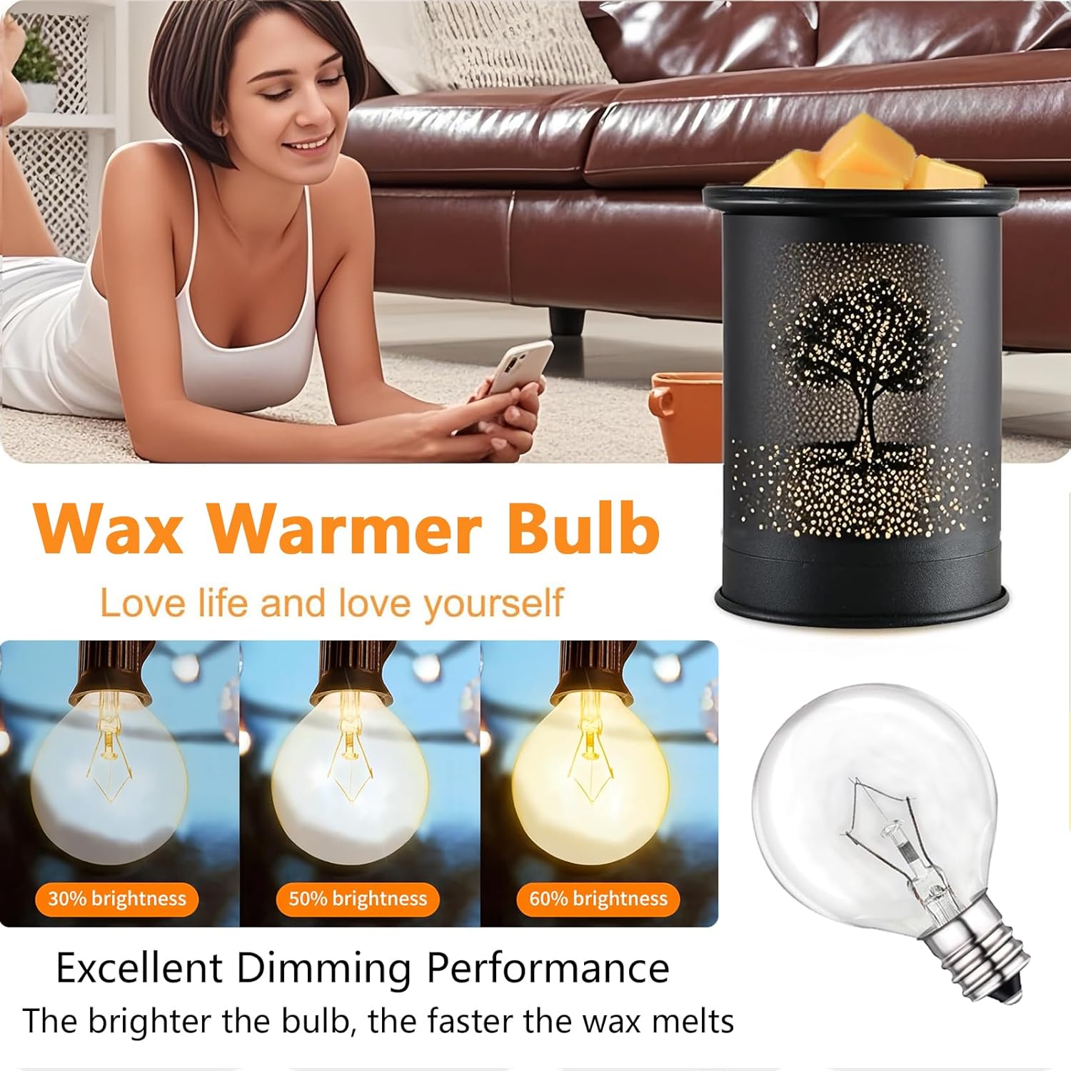 25 Watt Wax Warmer Bulbs 6-Pack Dimmable G40 Bulbs for Scentsy Warmers