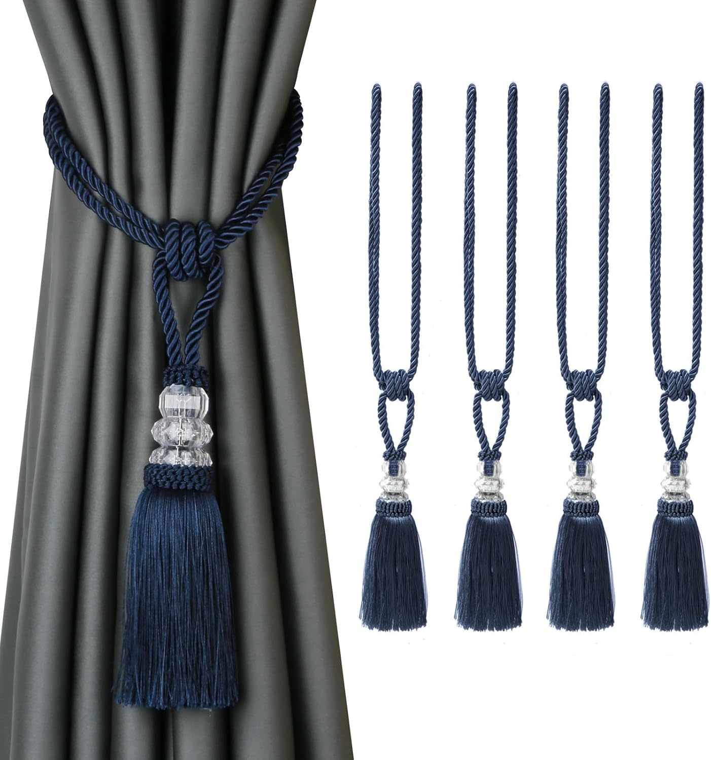 BEL AVENIR 4 Pack Crystal Curtain Holdbacks 1