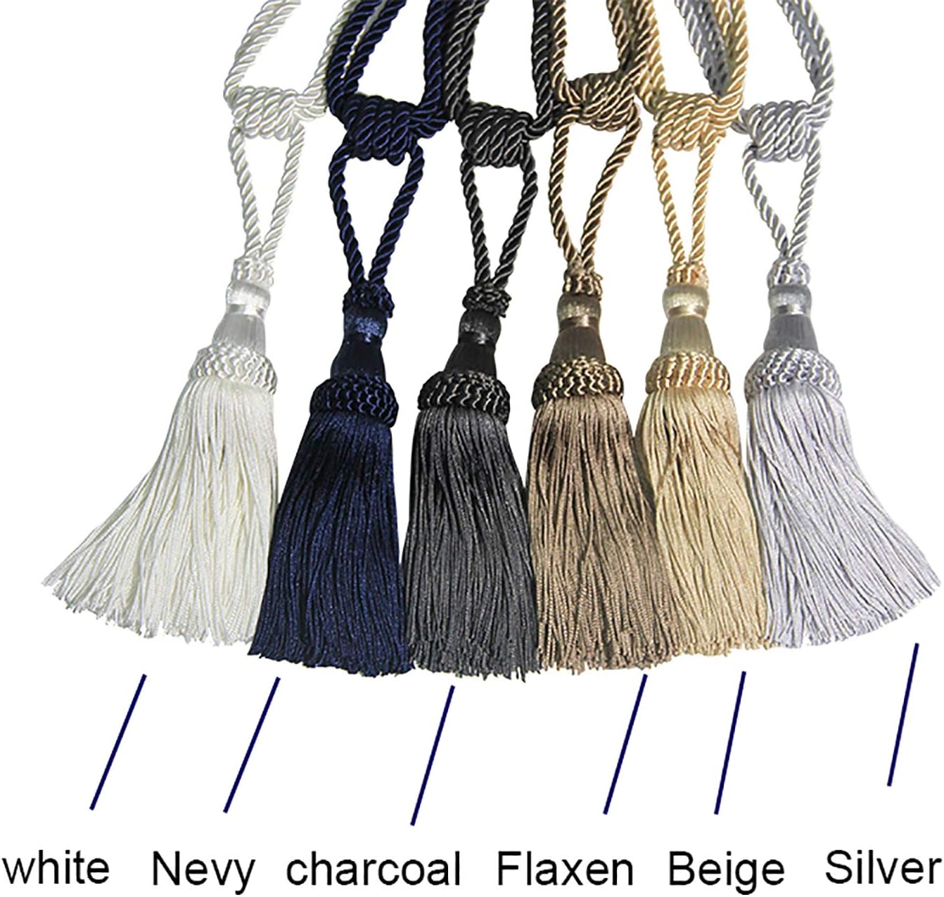 Fenghuangwu 2PCS Curtain Tassel Tiebacks Handmade Tassels Rope Holdbacks for Home Office Decor - White