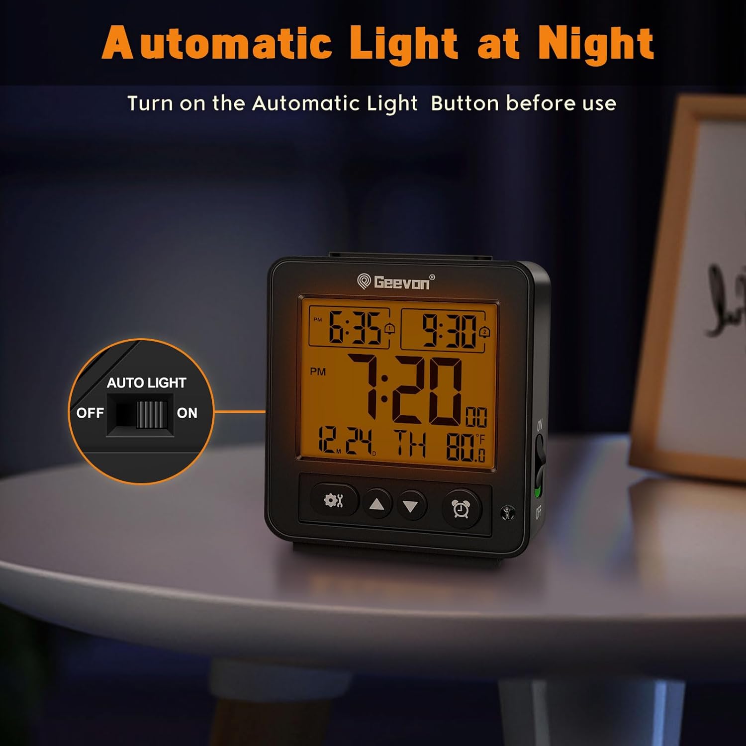 Geevon Smart Night Light Alarm Clock with 2 Beeps and Temperature Monitor