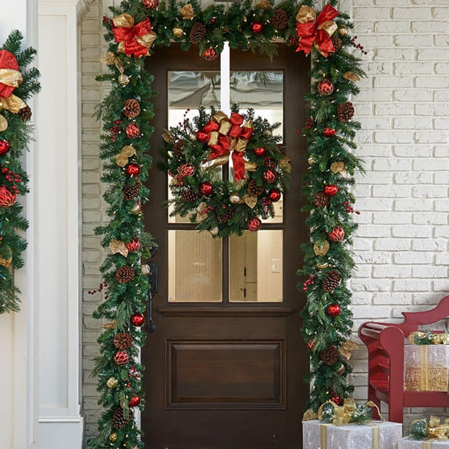 Adjustable Wreath Hanger for Front Door White