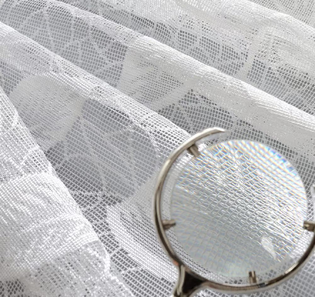 Modern Minimalist European Pastoral Style Solid Color Jacquard Semi Sheer Curtains Rod Pocket 1 Panel White 52x63 Inch