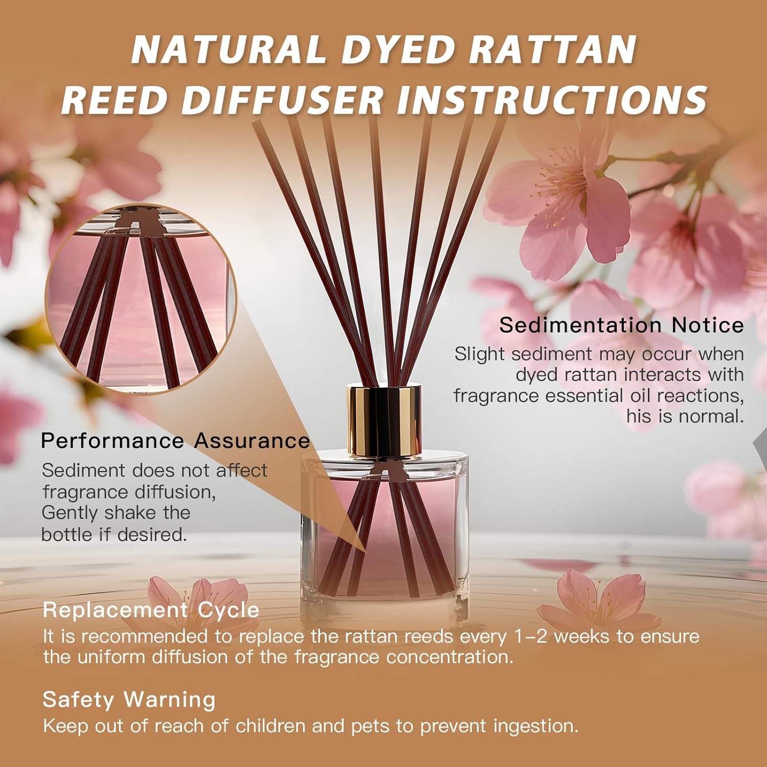 MysticHome 16PCS Natural Reed Diffuser Sticks - Strong Scent for Large Rooms Bathroom Bedroom