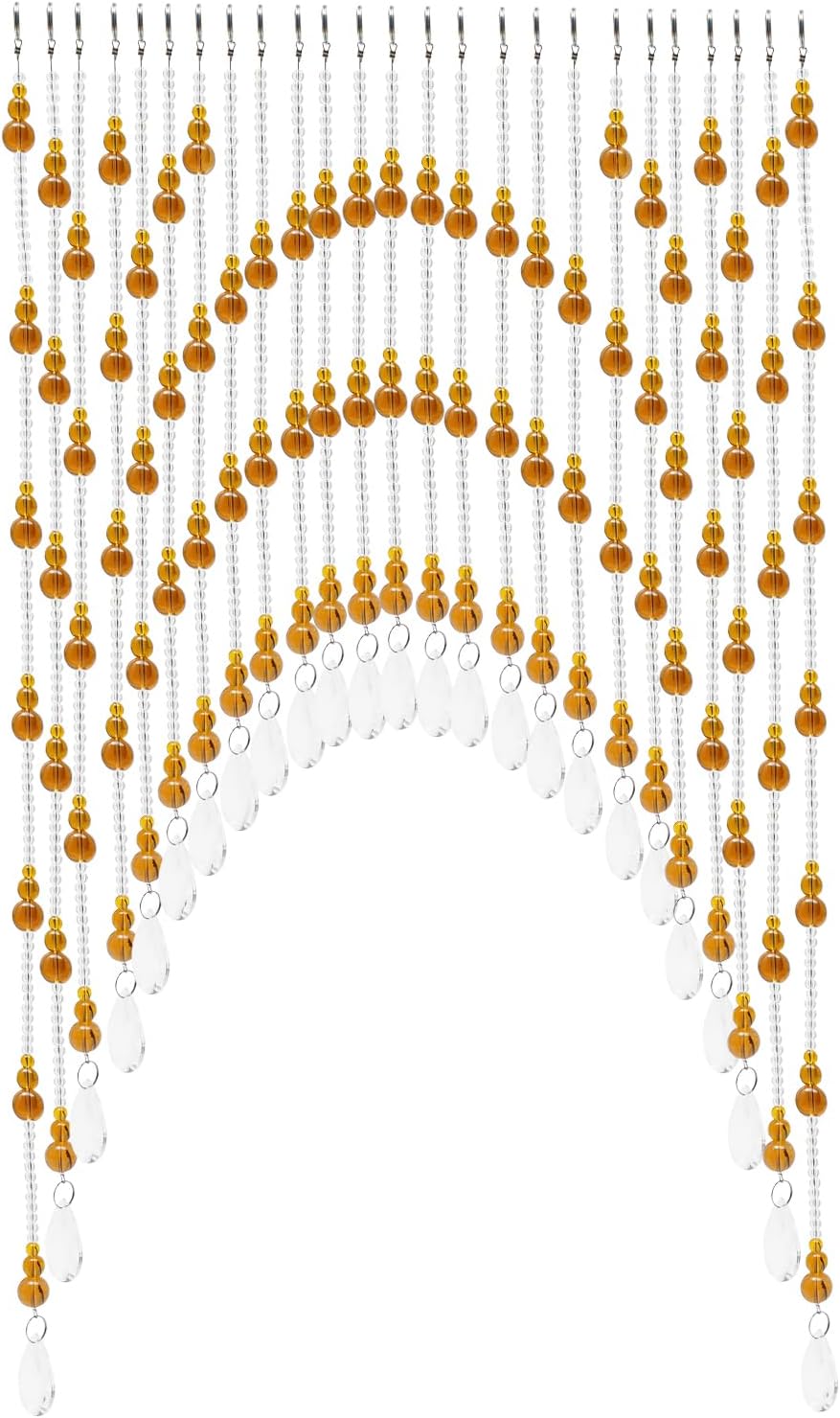Arched Crystal Beaded Curtain for Doors and Windows Amber-Clear