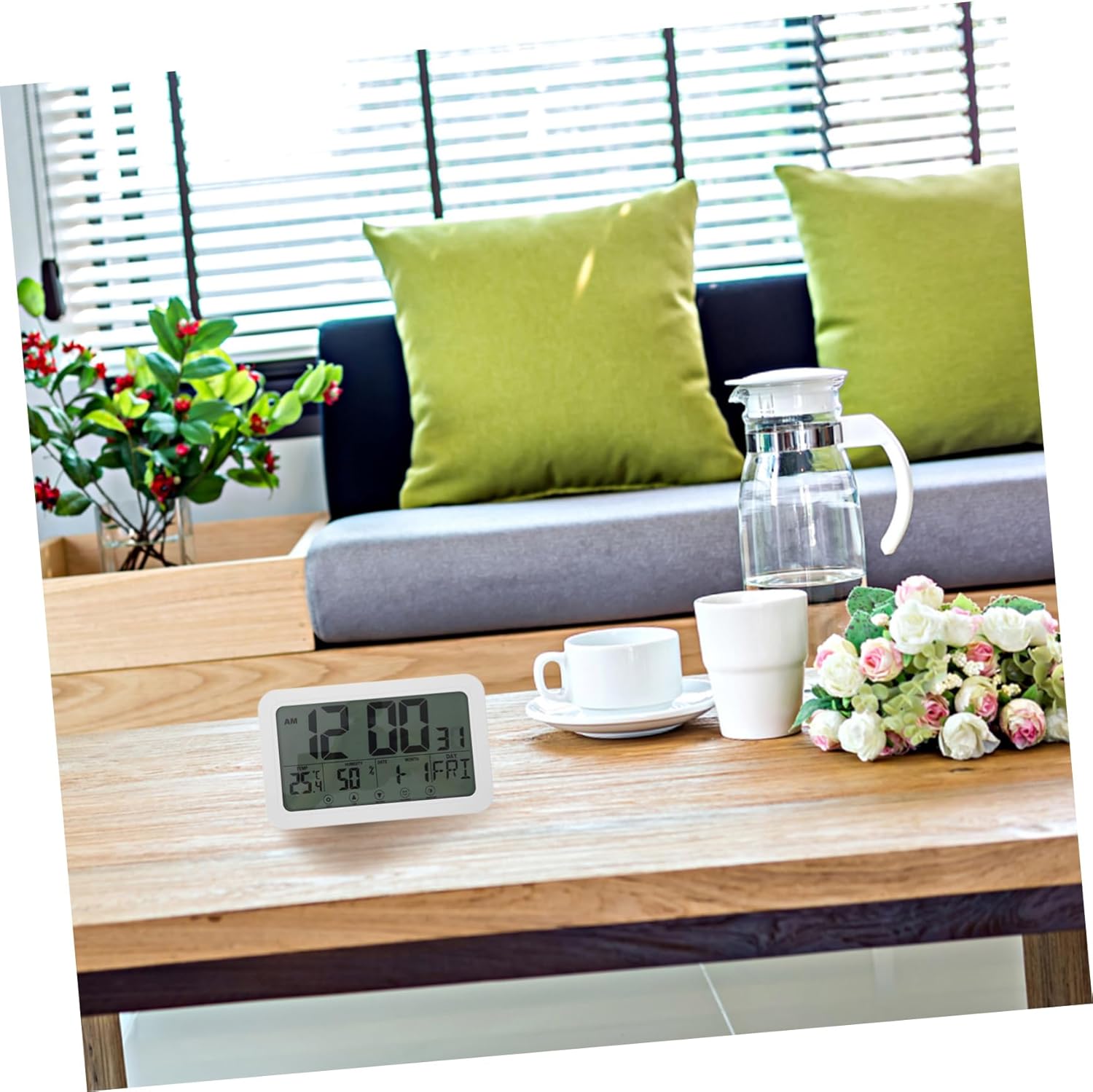 NOLITOY Display Digital Alarm Clock with Temperature and Humidity Multi-Function Wall Clock for Home and Office