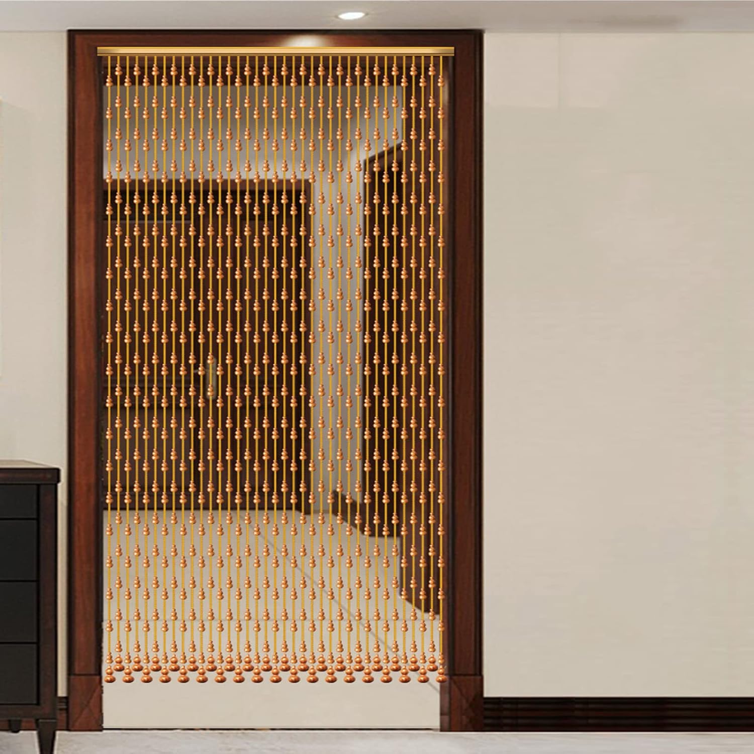 KDDEON Natural Wood Beaded Door Curtain