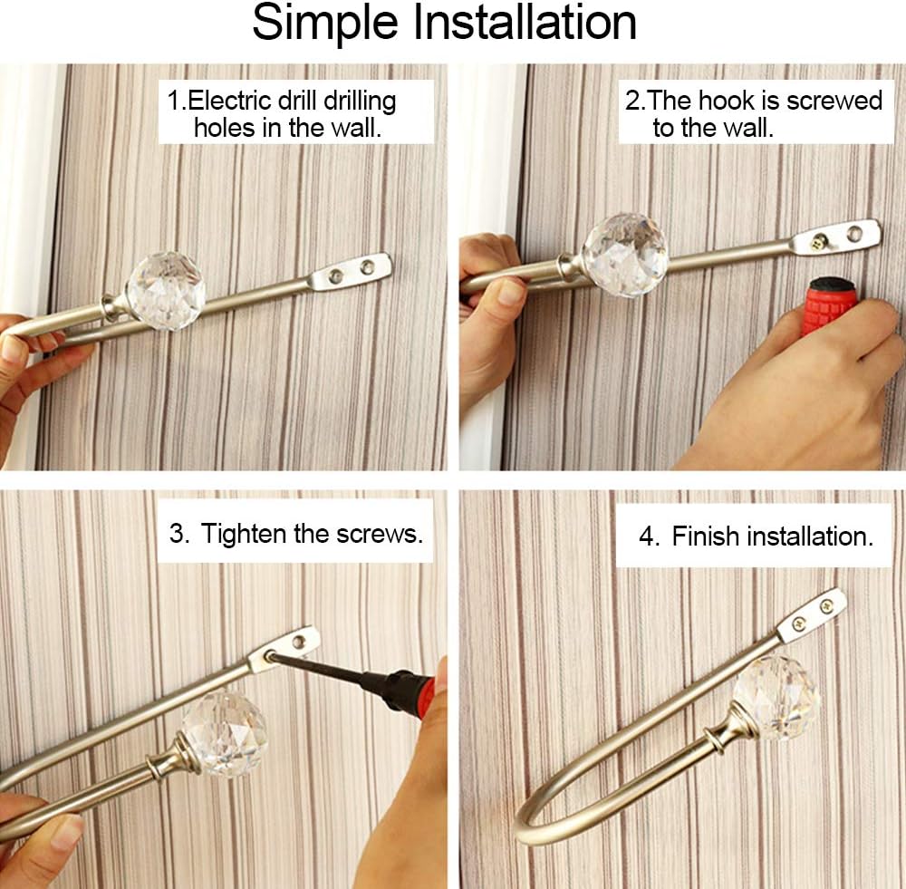 Coolnice 2 Pack Gold Curtain Holdbacks with Screws U Shape Curtain Tiebacks Hooks for Home Office