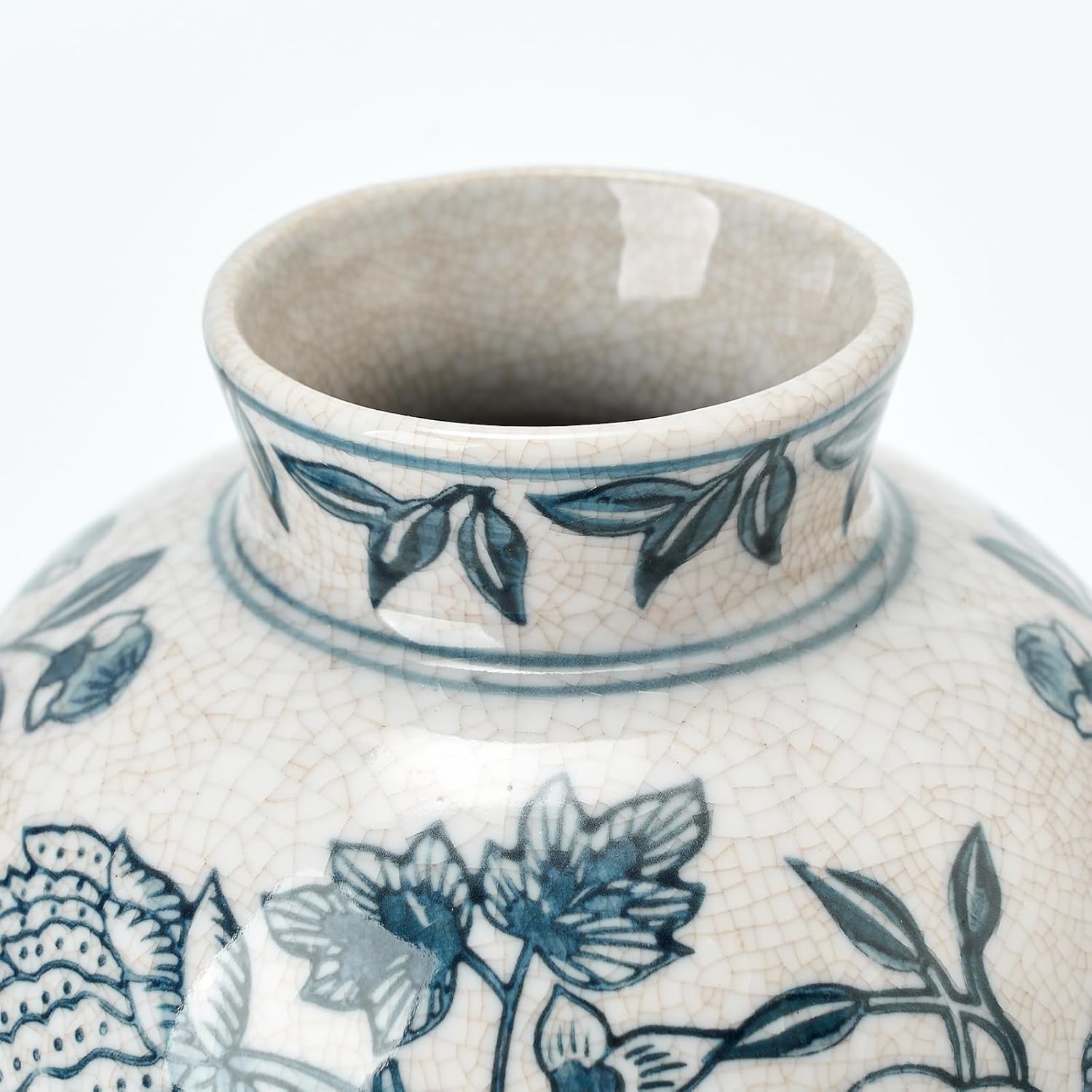 SIDUCAL Ceramic Chinoiserie Vase 63 Inch Blue White Vintage