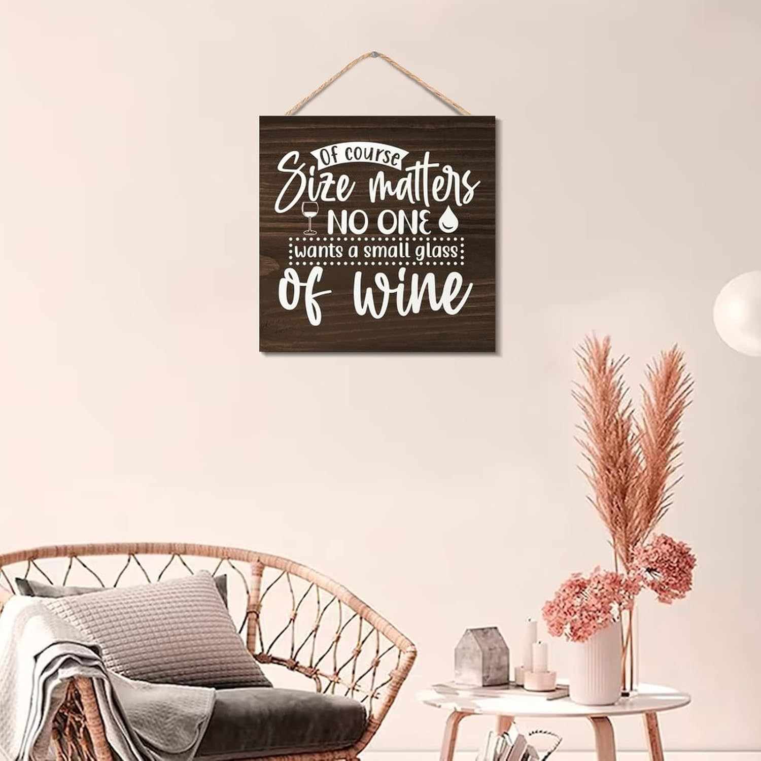 Wooden Wine Sign with Rustic Quotes for Farmhouse Decor