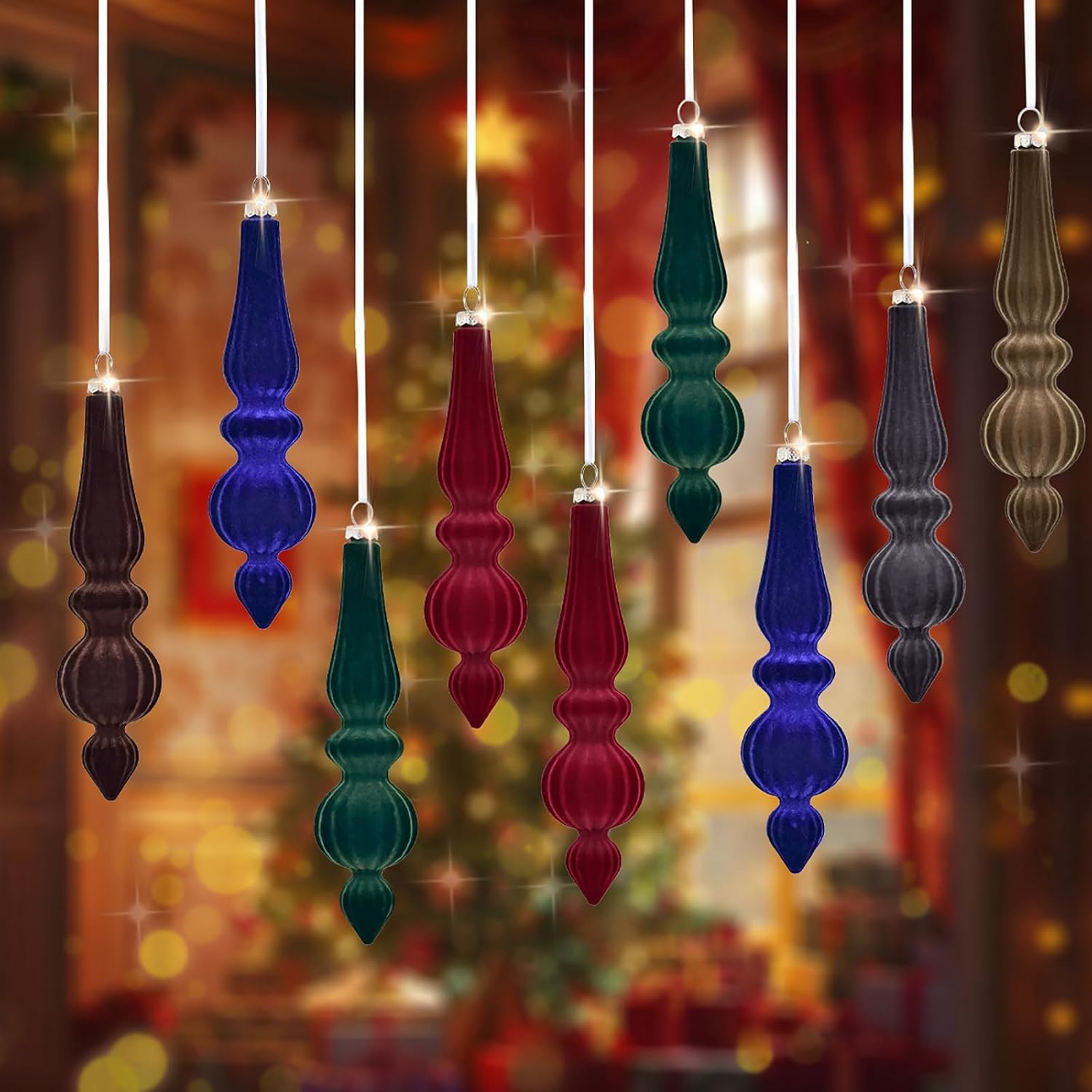 Ochine 6Pcs Shatterproof Christmas Finial Drop Ornaments