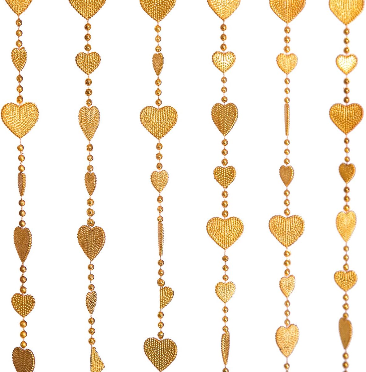 THY COLLECTIBLES Golden Heart Beaded Curtain for Windows and Doorways