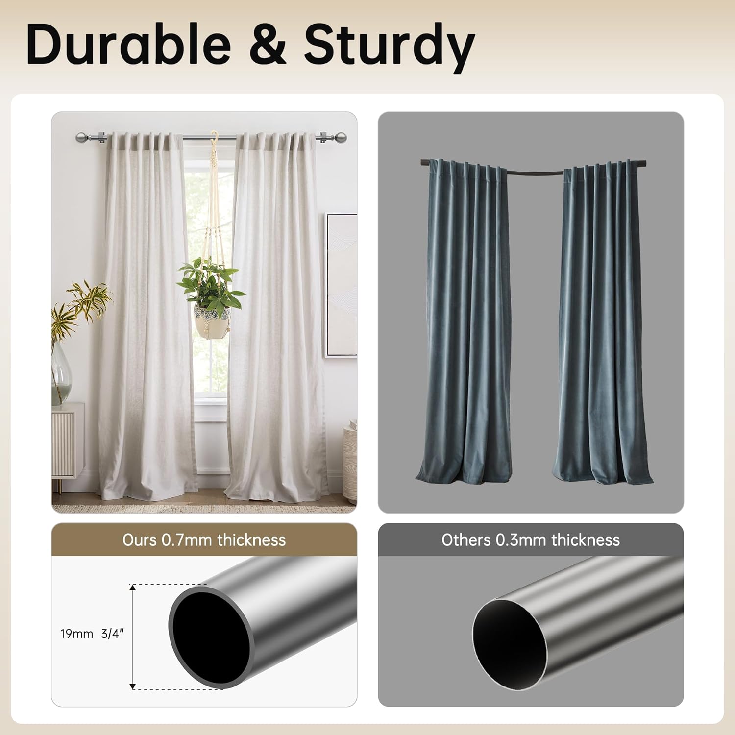 Adjustable Extendable Curtain Rods 30-53 Inches