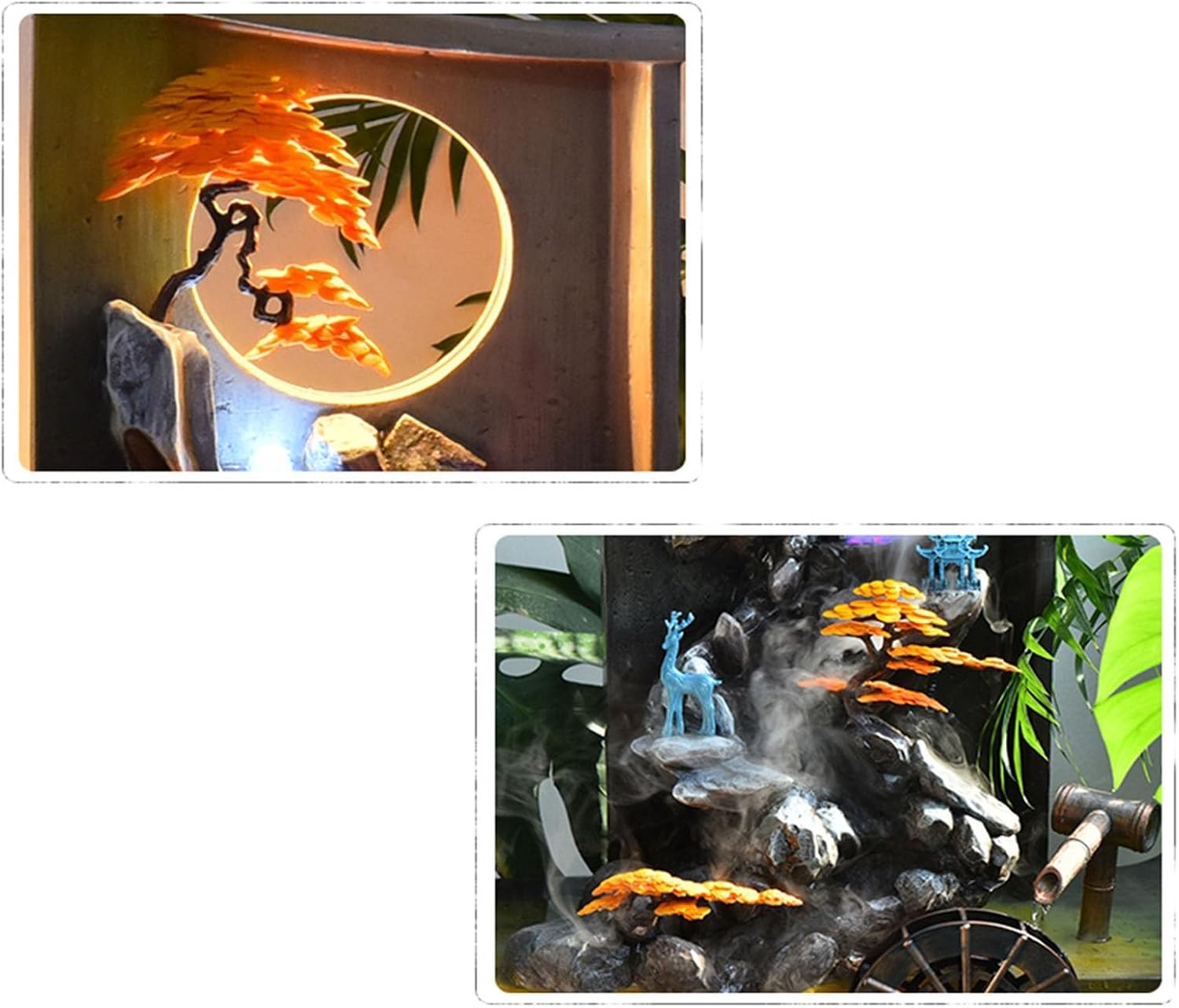 Modern Floor-Standing Waterfall Fountain with Feng Shui Wheel and Fish Pond