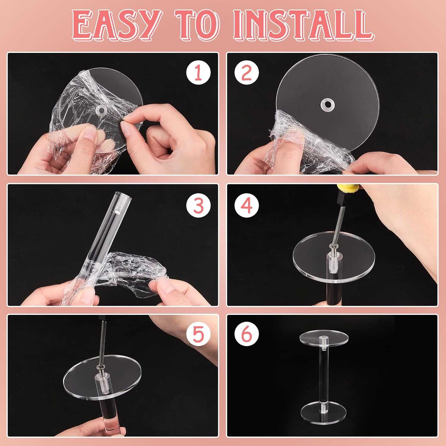 NBEADS 3 Pcs Clear Acrylic Round Pedestal Display