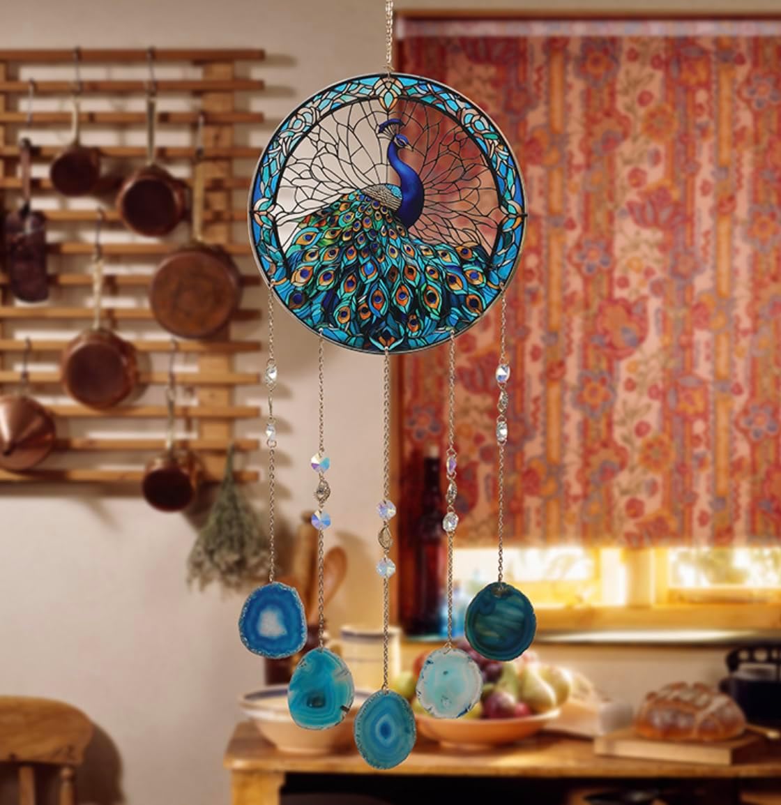Blue Peacock Dream Catcher for Home Decor