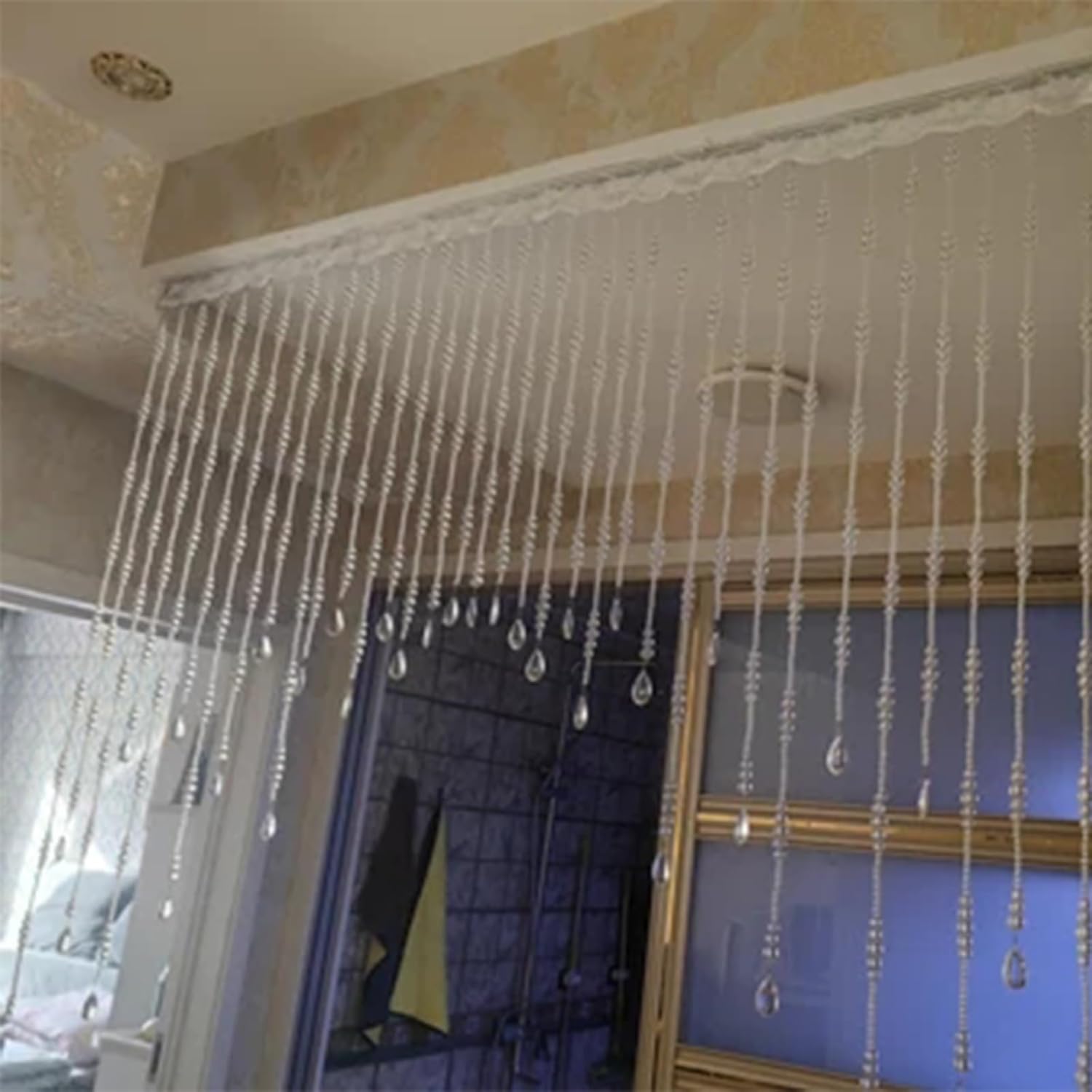 EMYJAY Clear Crystal Beaded Curtain for Doorway