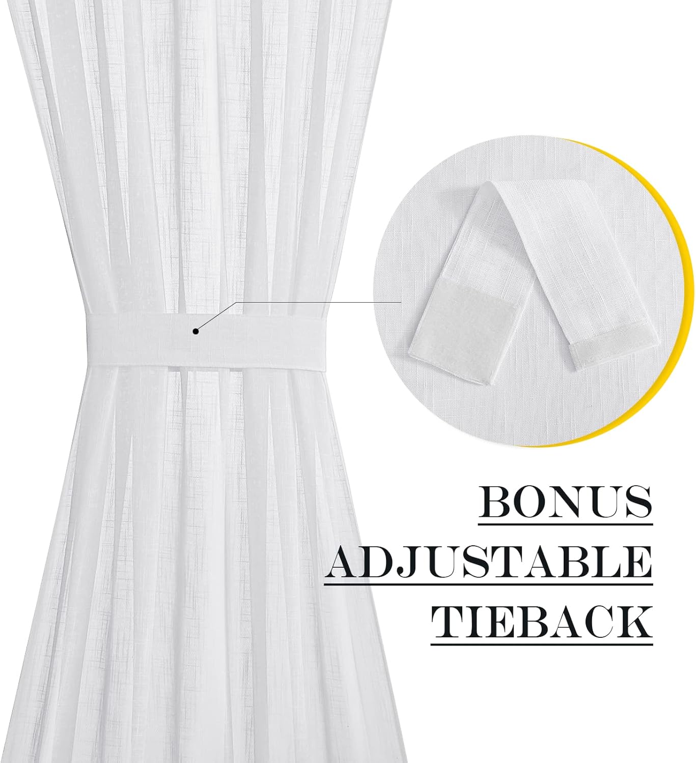 NICETOWN Sidelight Sheer Door Curtain - 26 x 50 Inch White