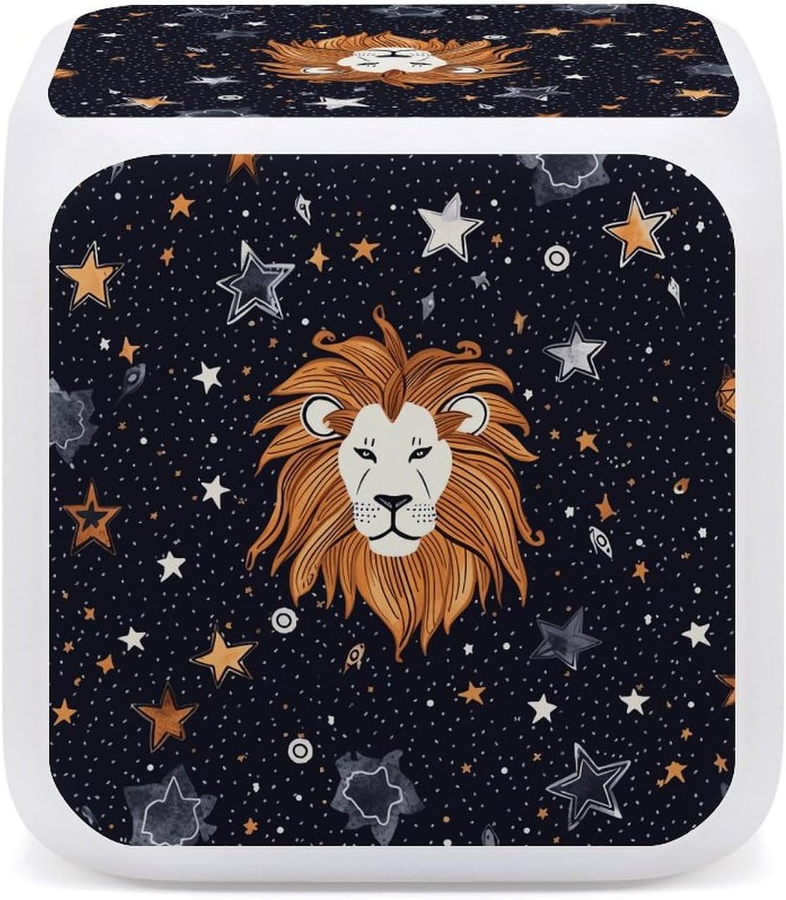 Lion and Stars Alarm Clock with Night Light and Date Display