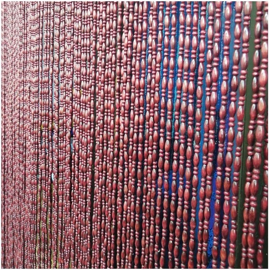 NA Beaded Curtain Wooden Beads Door String Panel for Living Room Bedroom Room Divider Rustic Brown 35 Strands 80x175cm