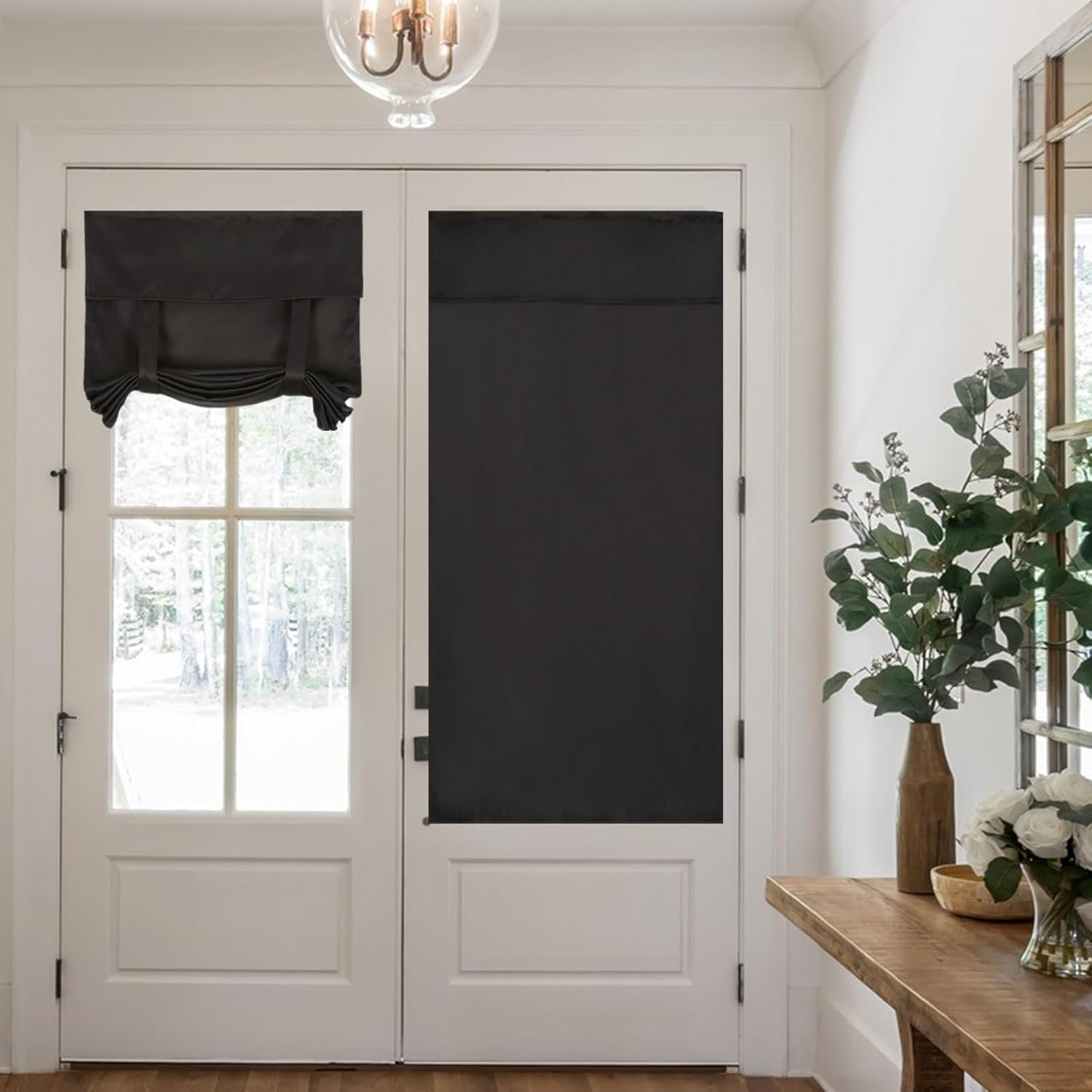 FUANGUI Blackout Door Curtains 26x69 Inch Black Panel