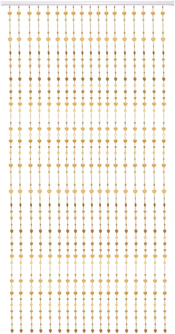THY COLLECTIBLES Golden Heart Beaded Curtain for Windows and Doorways