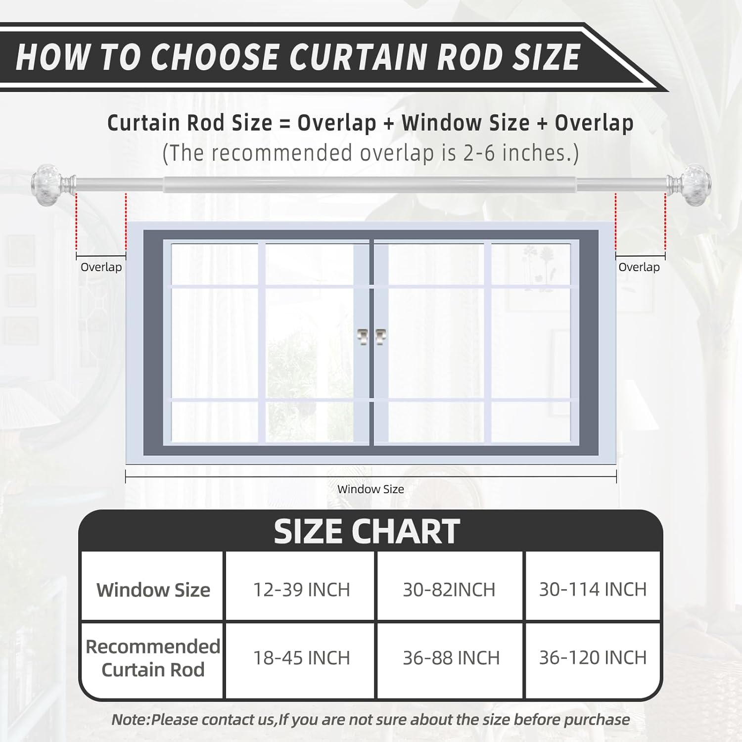 Silver Curtain Rod 48-84 Inches Heavy Duty Adjustable with Marble Finials