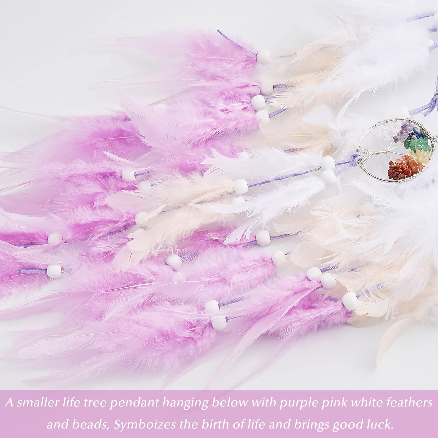 Dreamlike Butterfly Tree of Life Dream Catcher Wall Decor Purple Handmade Craft Gift