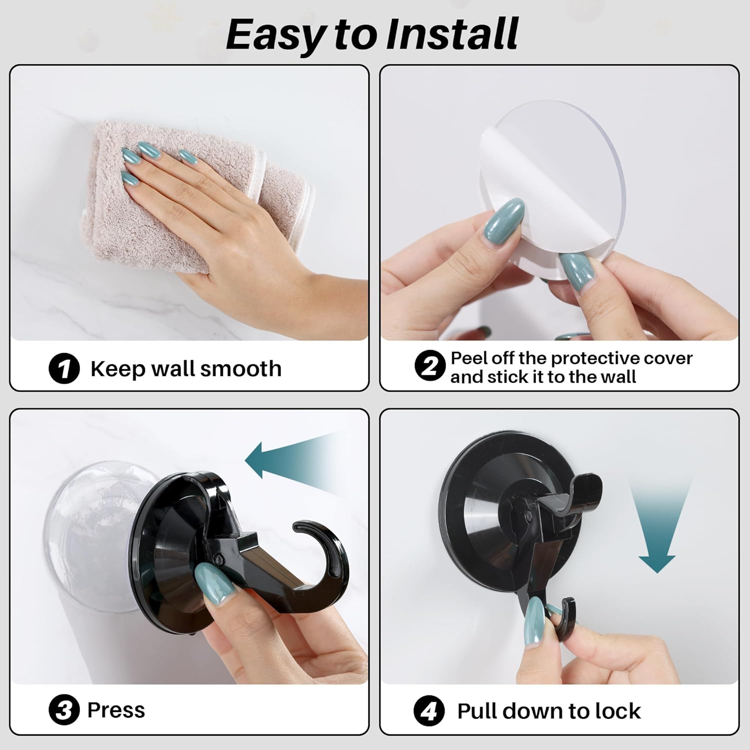 AENTGIU Wreath Door Hanger - 5 Pack Heavy Duty Suction Hooks for All Surfaces Up to 11 Lbs