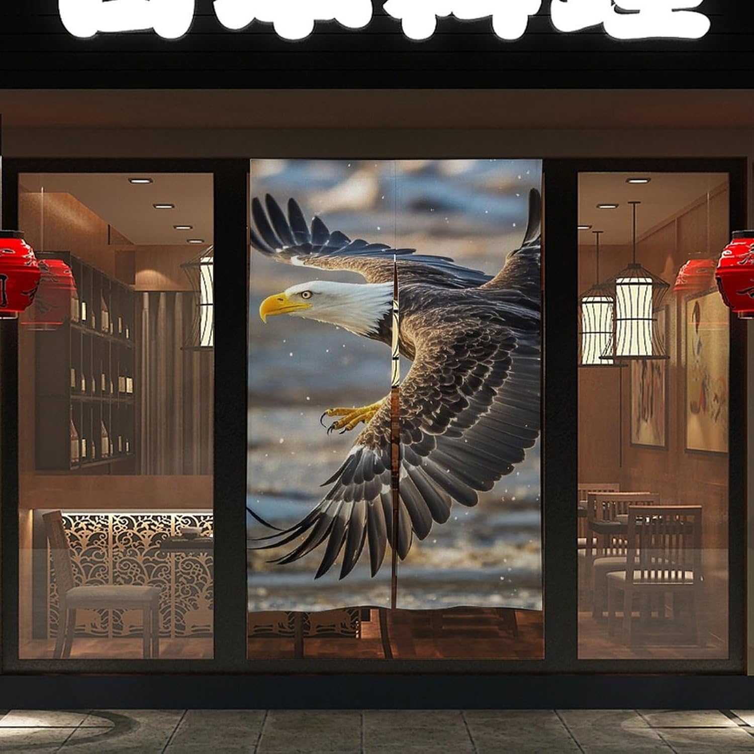 Bald Eagle Flying Thermal Door Curtain 57x17 Inch