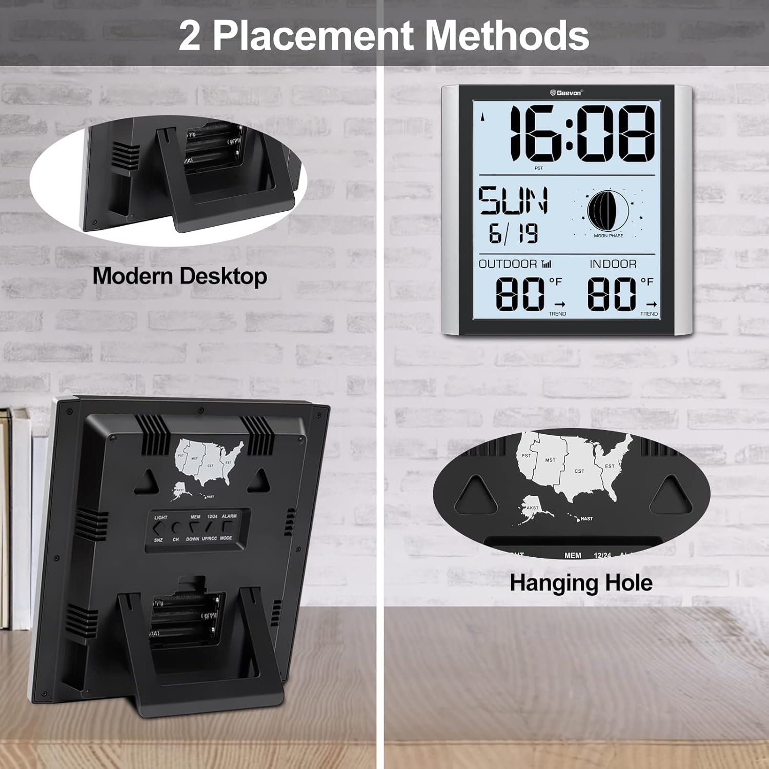 Geevon Atomic Wall Clock with Backlight and Temperature