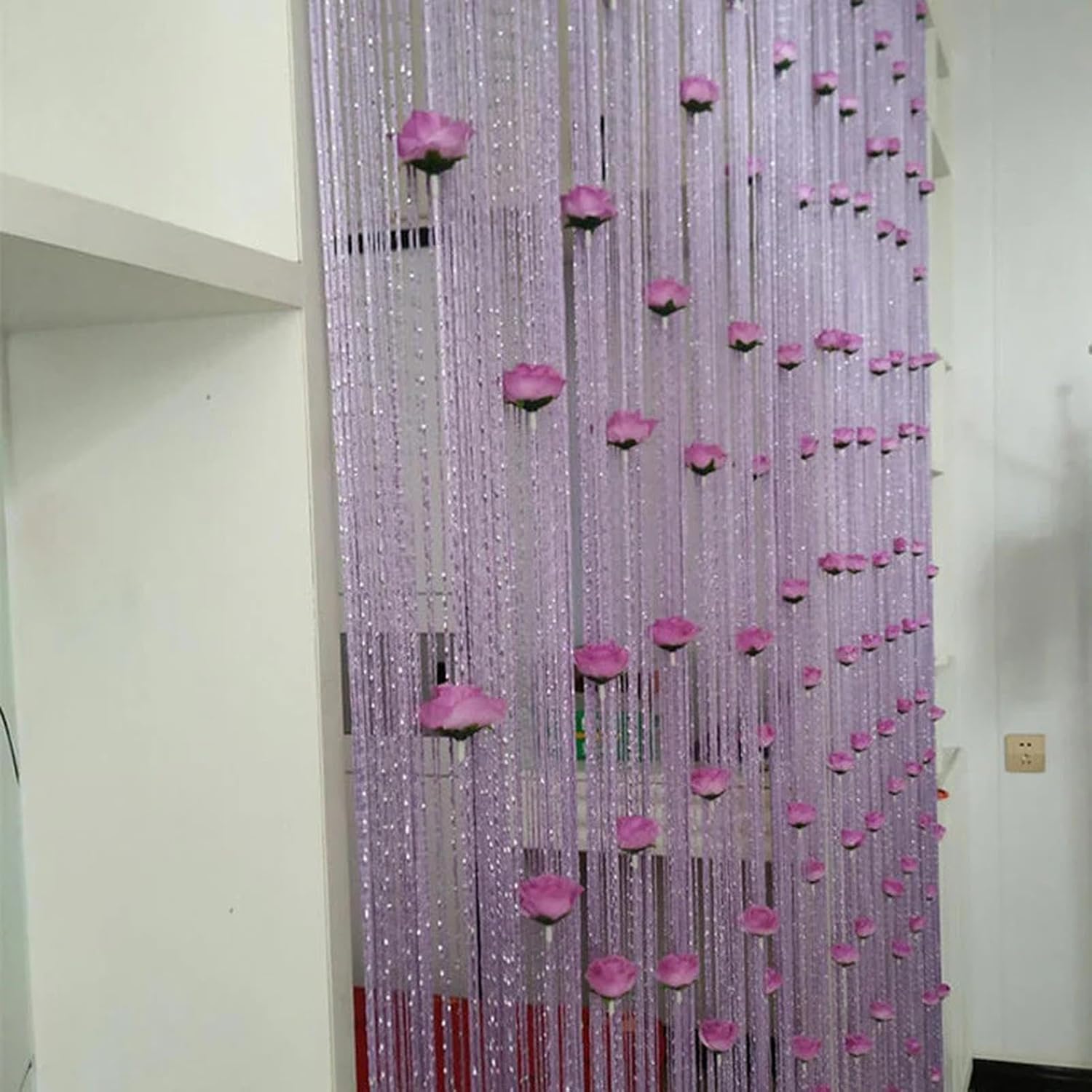 Generic Rose Thread Door Curtain 39x79 Inch Purple