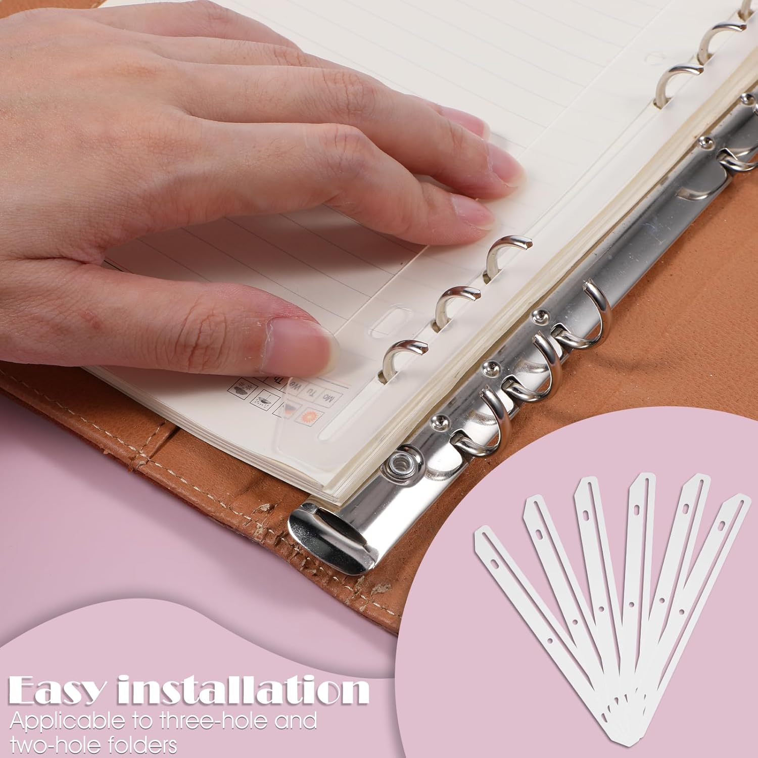 60 Pcs 3 Hole Magazine Holders for Binders 116 Inch Plastic Organizer