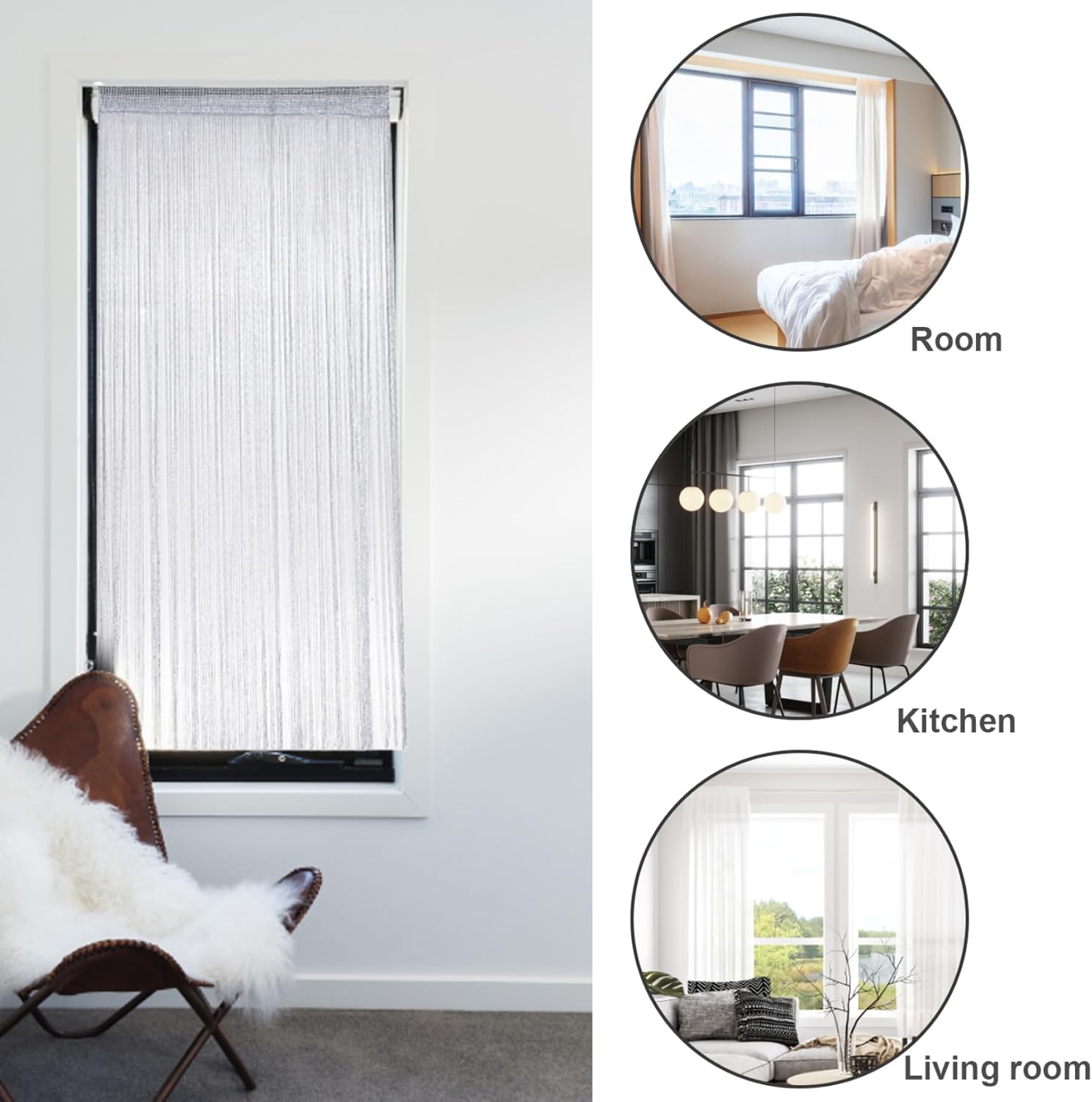 Fly Curtain Beaded Door Curtain 79x39 Inch Grey Door Screen